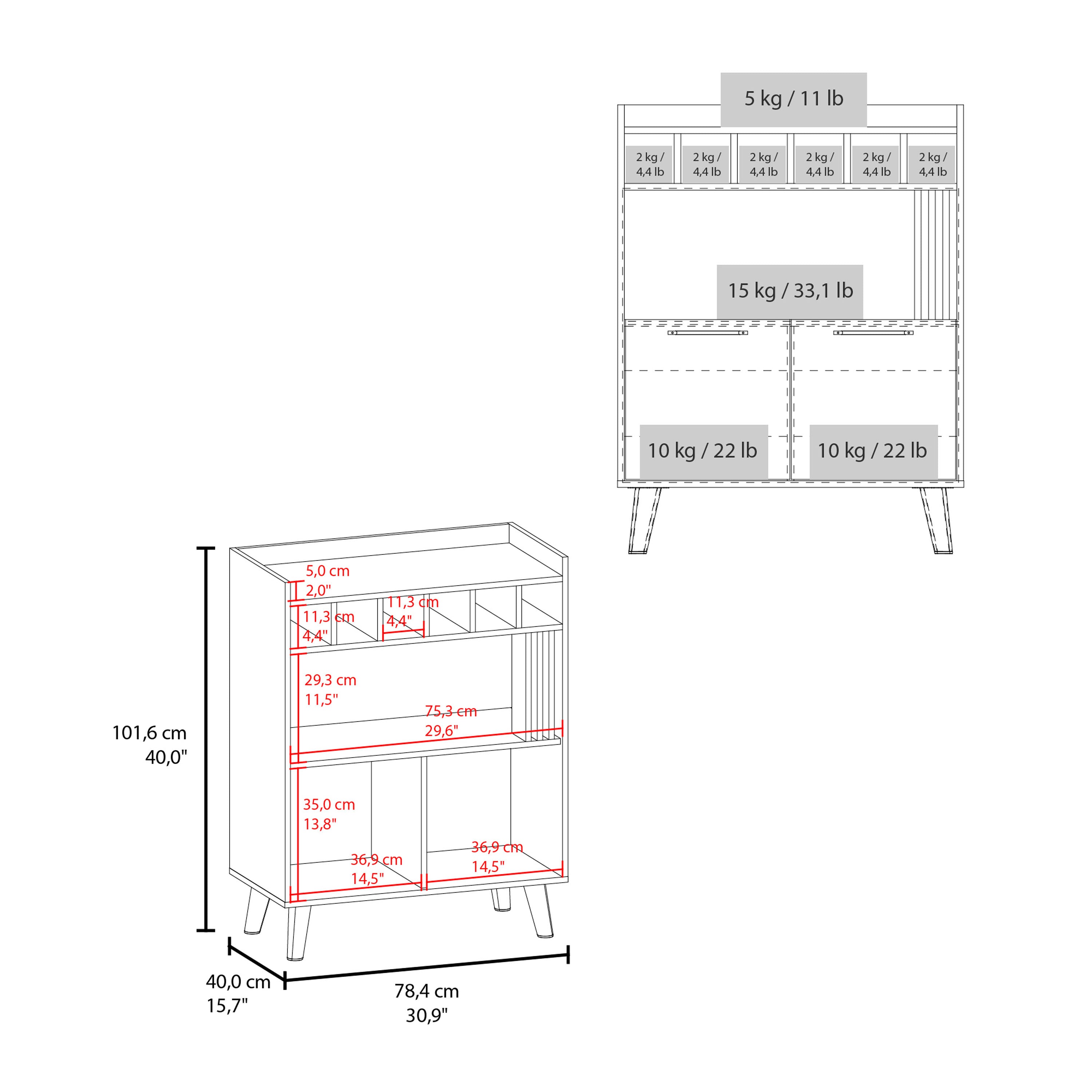 Ayr Bar Cabinet, 2 Doors, 1 Shelf, Black / Natural Oak - Luciddepo
