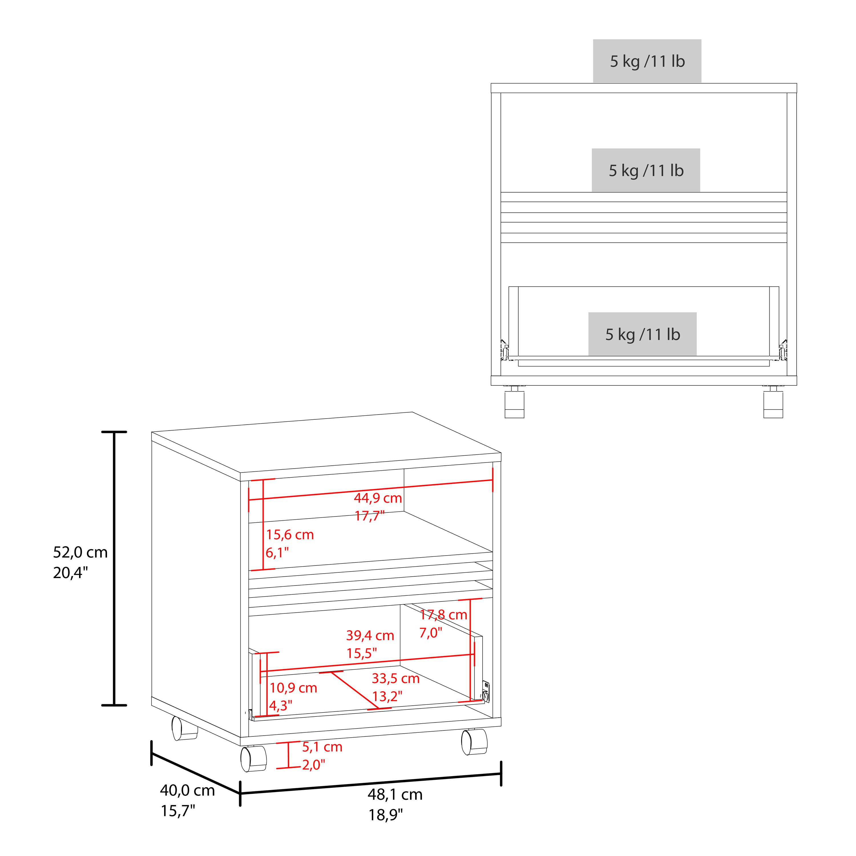 Alsen Nightstand, 1 Drawer, 4 Wheels, 1 Shelf, Natural Oak / Black - Luciddepo