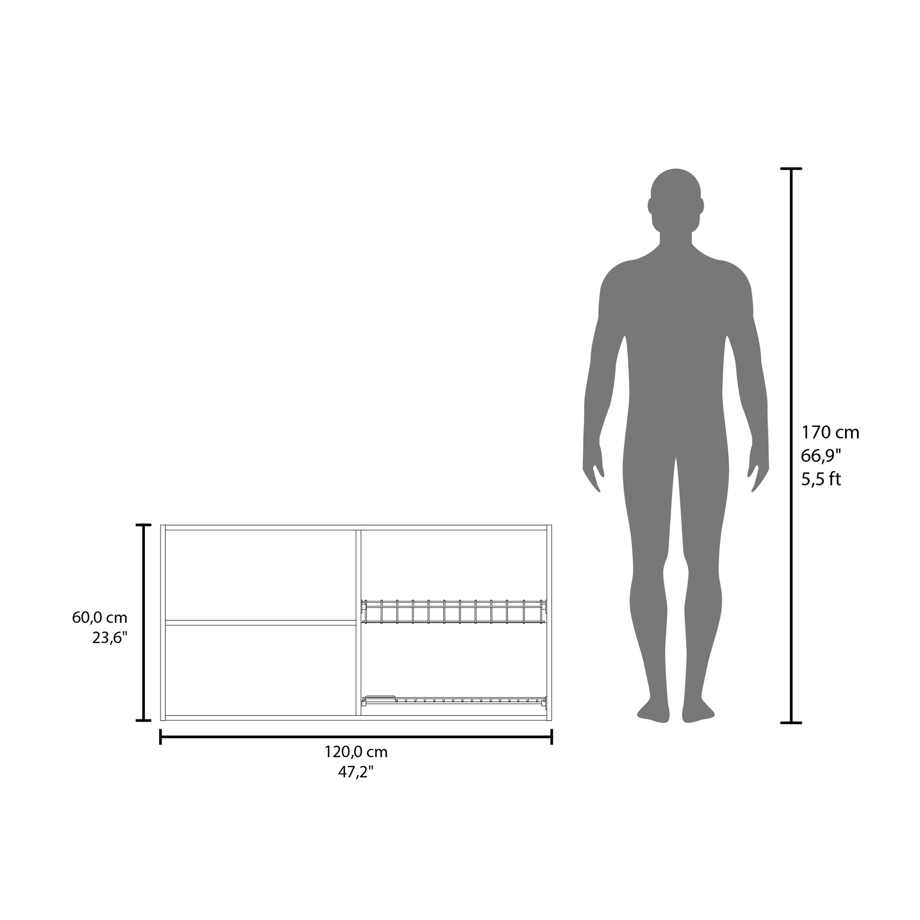 Oceana 120 Wall Cabinet, Four Doors, Two Cabinets, Two Shelves, Natural Oak - Luciddepo