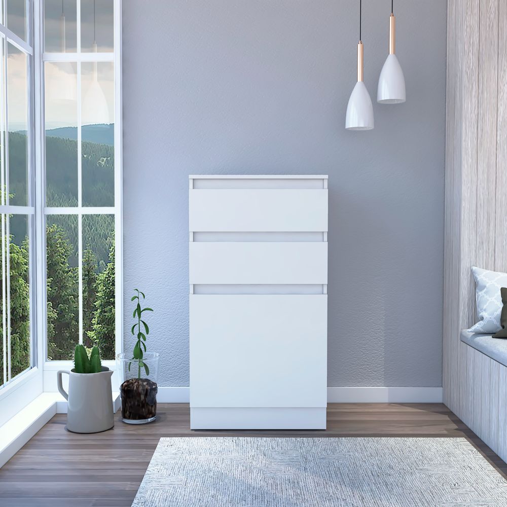 Diamond Dresser, Jewelry Box, Mirror, Single Door Cabinet, Two Drawers, White - Luciddepo