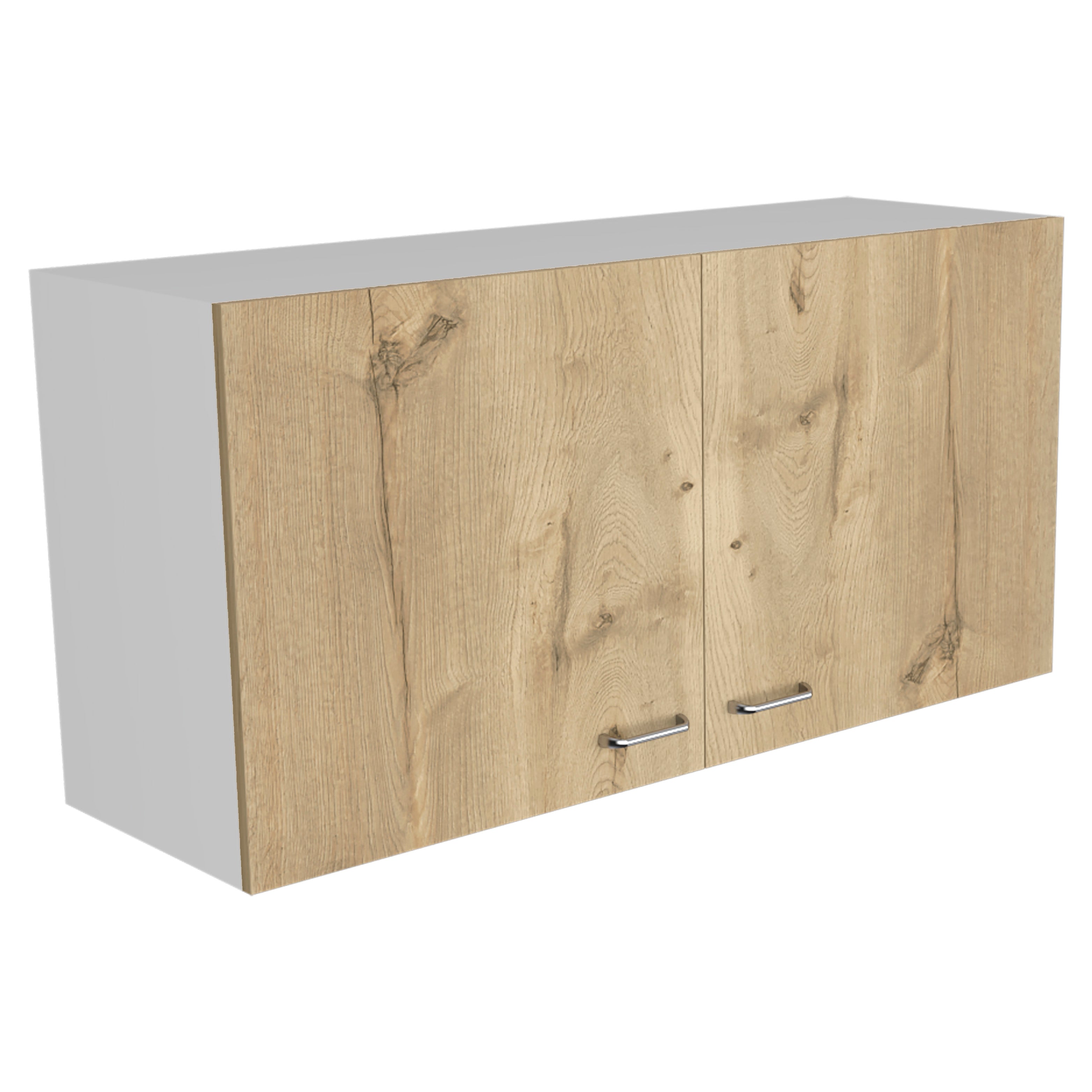Salento Wall Double Door Cabinet, Two Shelves, White / Light Oak - Luciddepo