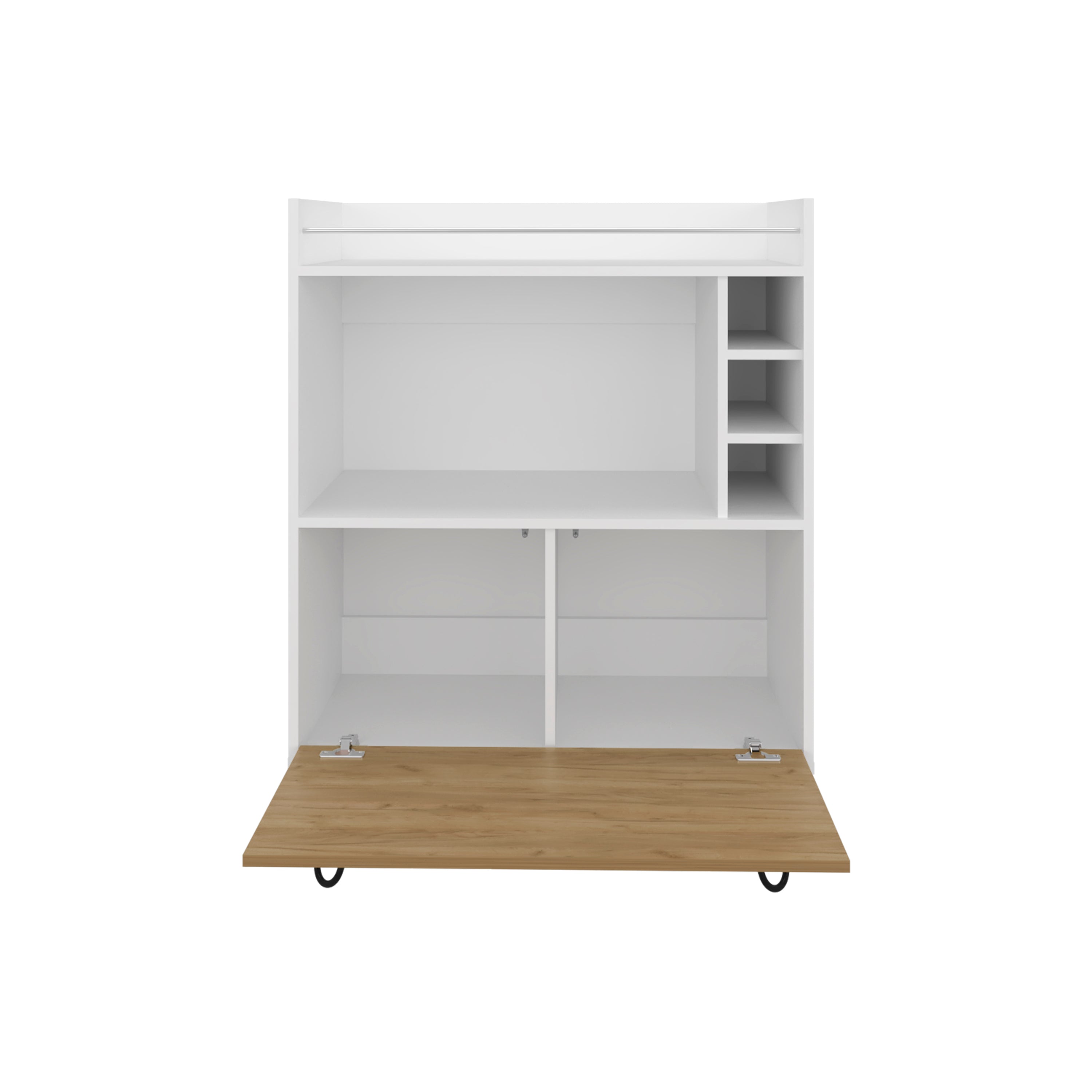 Topton Bar Cabinet, 1 Door, 4 Shelves, White / Natural Oak - Luciddepo