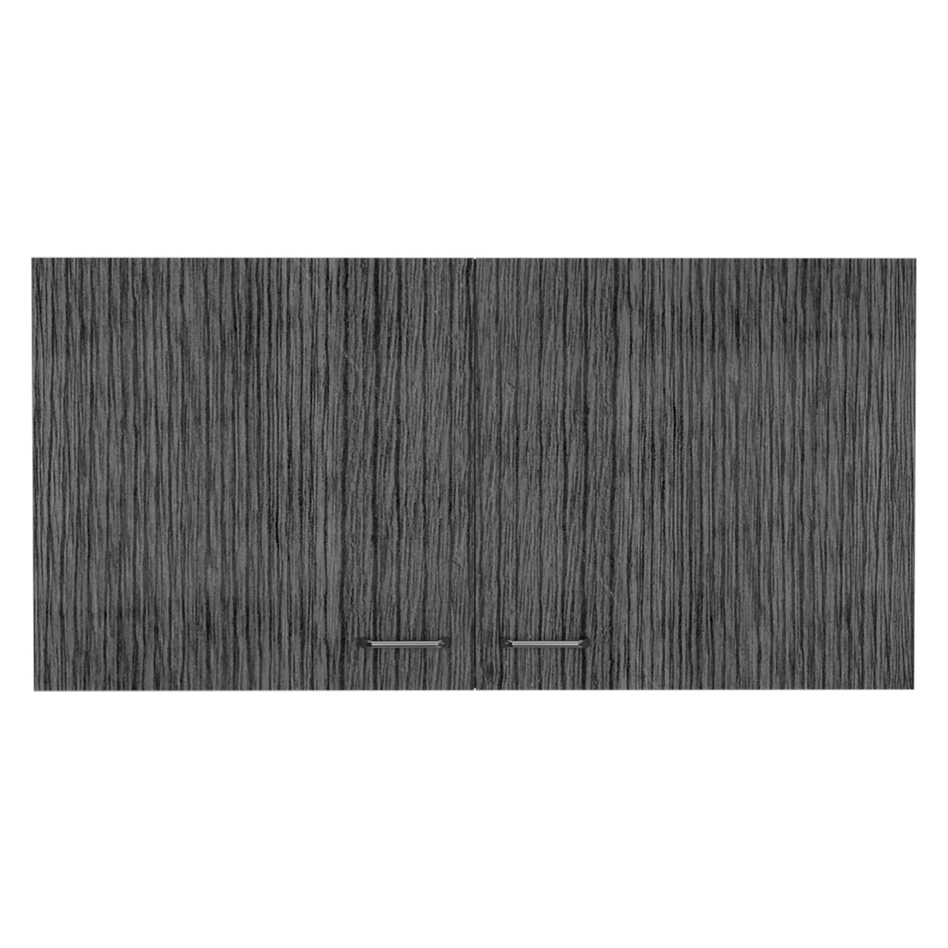 Salento Wall Double Door Cabinet, Two Shelves, White / Smokey Oak - Luciddepo