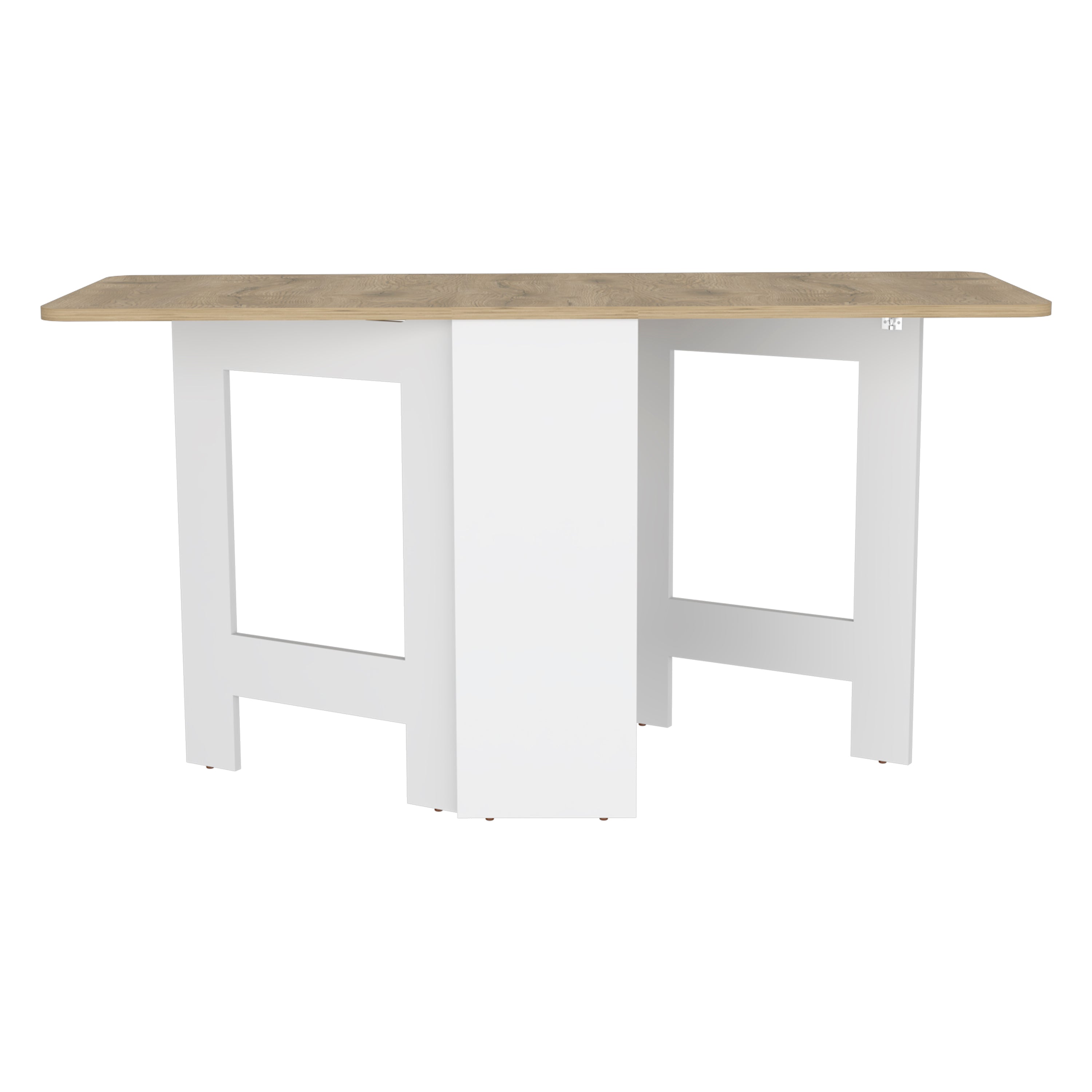 Detroit Folding Table with Expandable Design in 3 Forms, White / Macadamia - Luciddepo