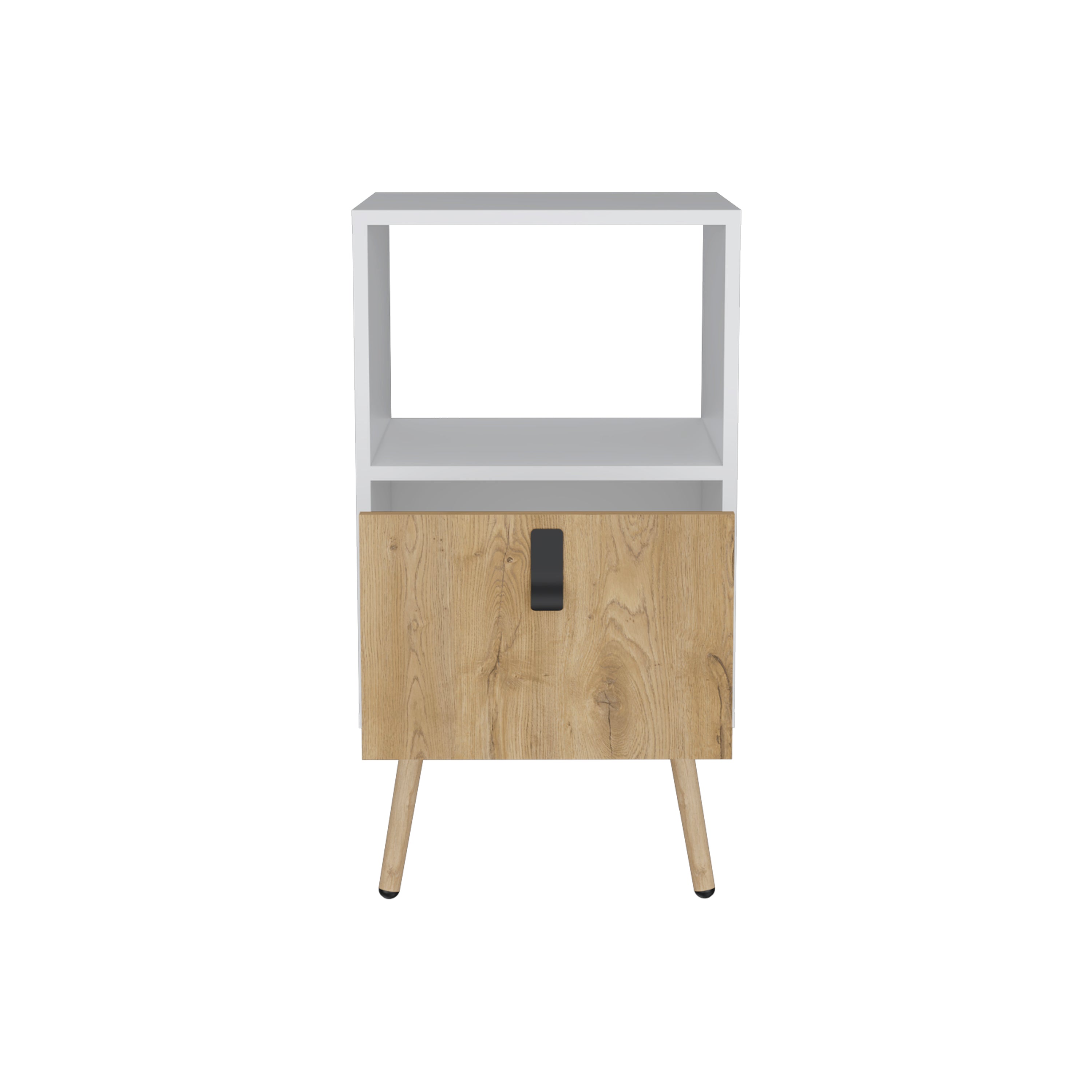Toka Tall Nightstand with Drawer and Functional Storage - Luciddepo