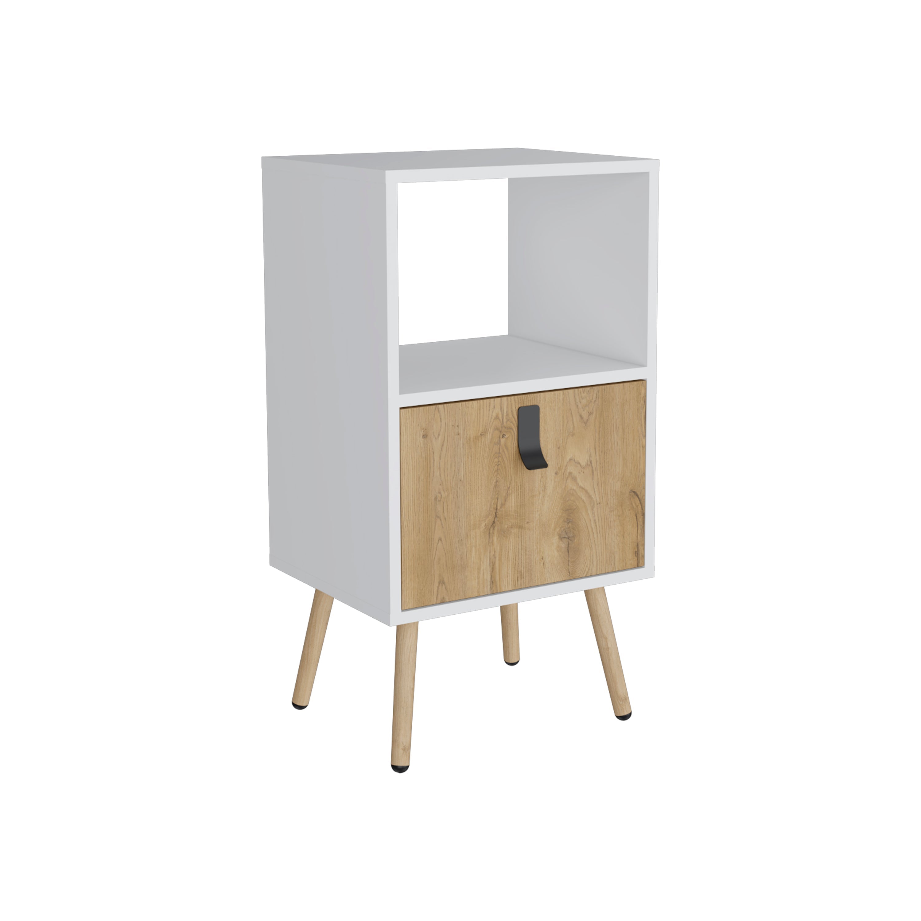 Toka Tall Nightstand with Drawer and Functional Storage - Luciddepo