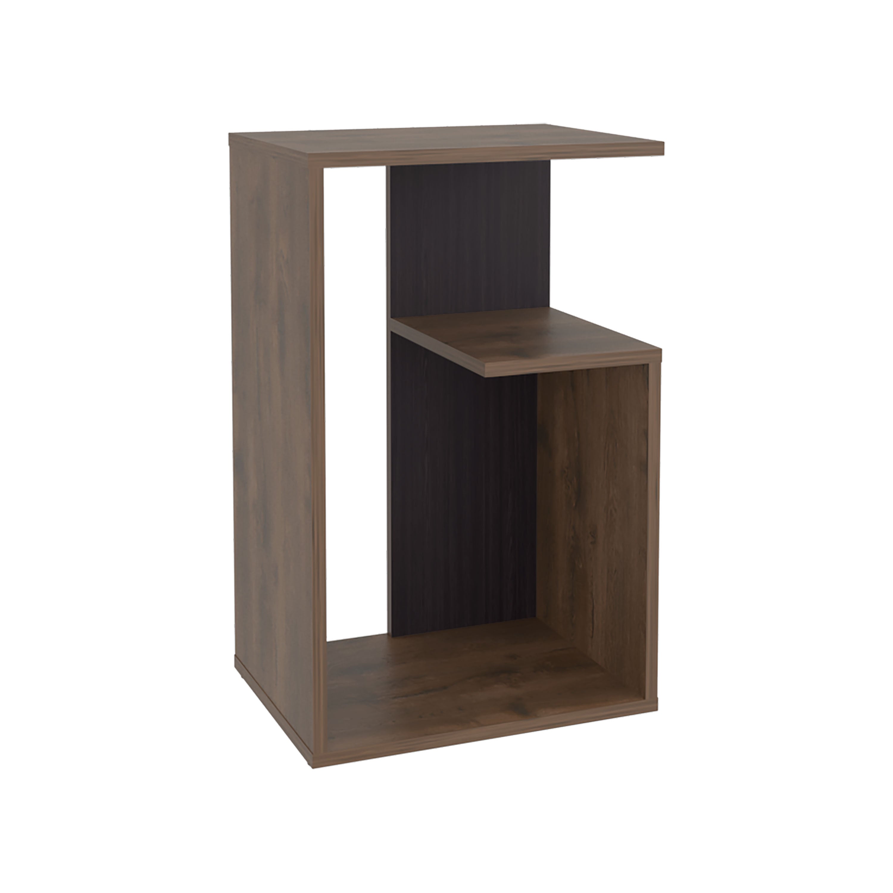 Stebbins Side Table, 2 Shelves, Dark Oak - Luciddepo