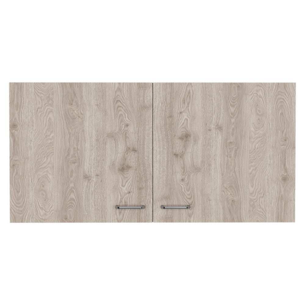Alder Wall Double Door Cabinet, Two Shelves, White / Light Gray - Luciddepo