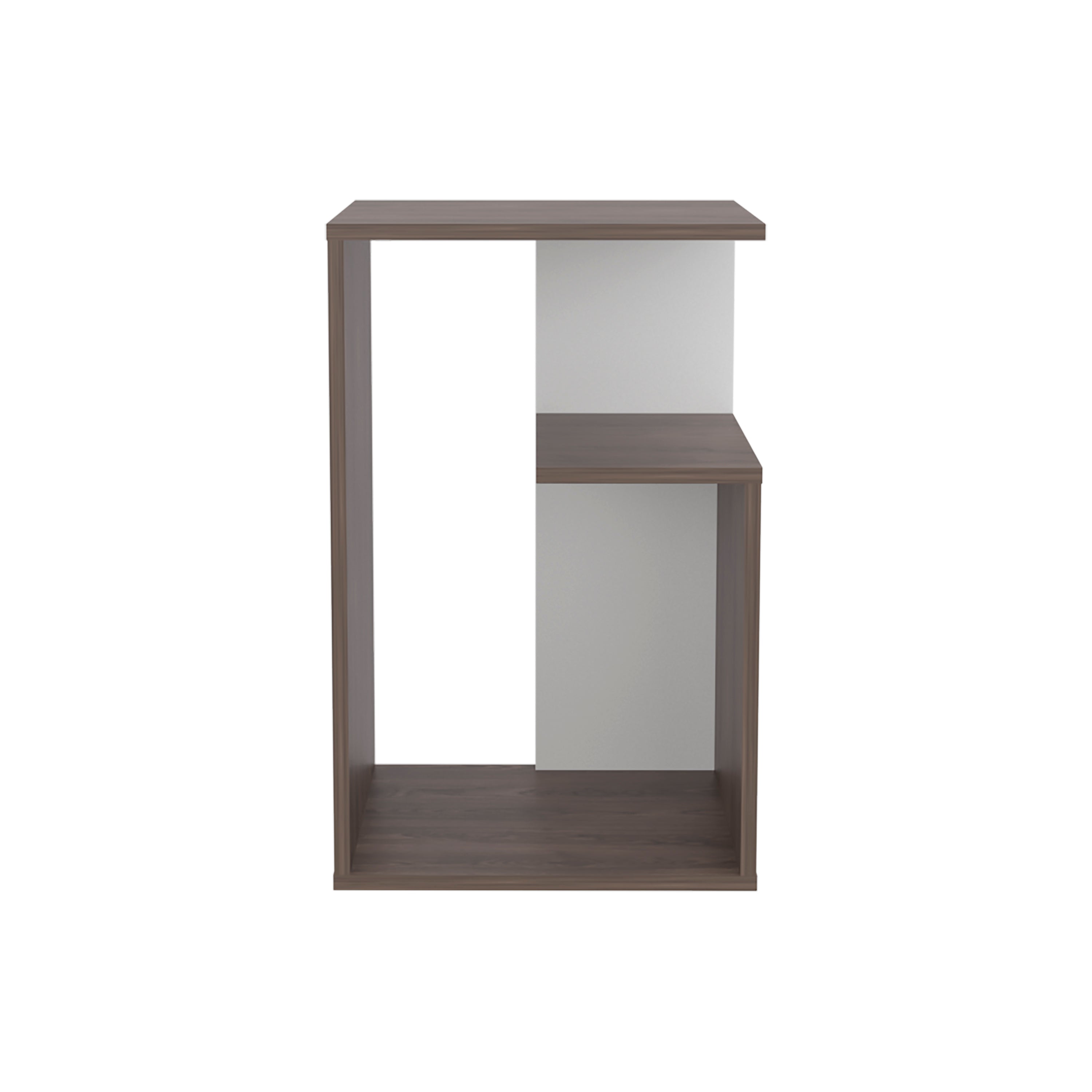 Stebbins Side Table, 2 Shelves, Dark Walnut / White Washed Oak - Luciddepo