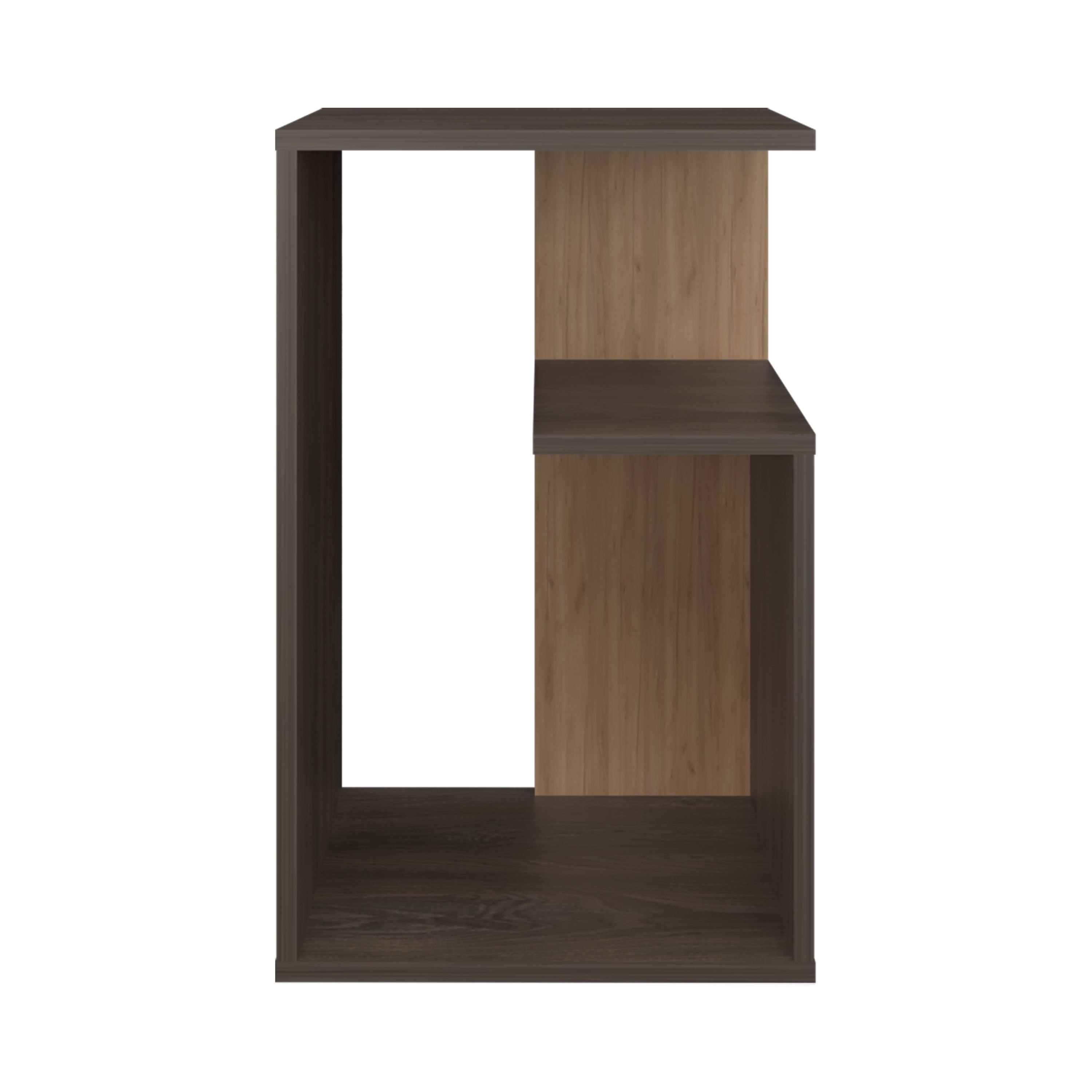 Stebbins Side Table, 2 Shelves, Carbon Espresso / Natural Oak - Luciddepo