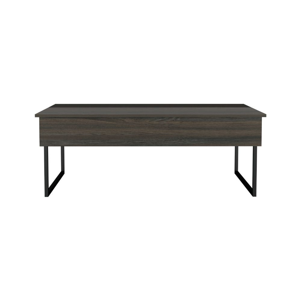 Ocean Lift Top Coffee Table, Two Legs, Two Shelves, Carbon Espresso - Luciddepo