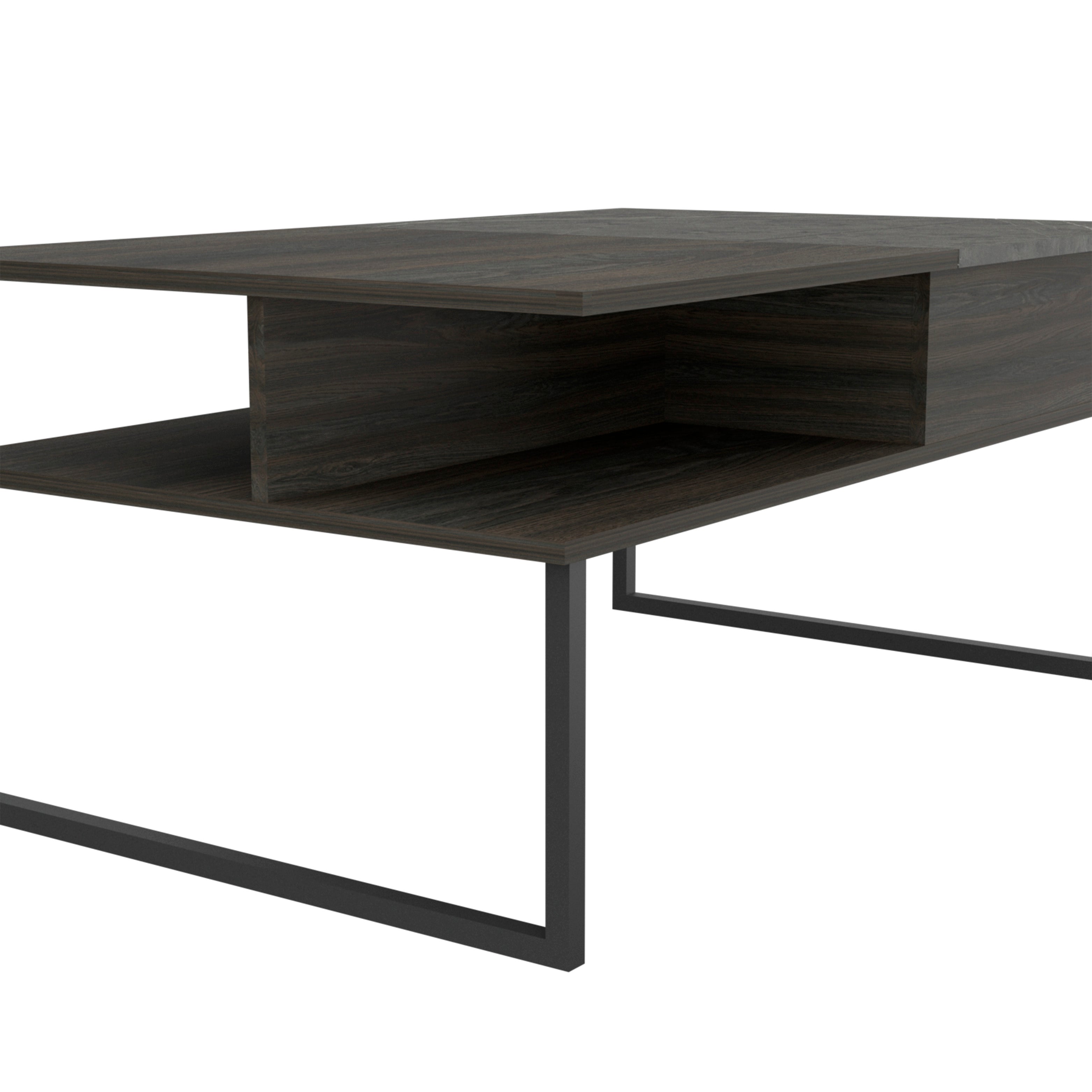 Atlanta Lift Top Coffee Table, One Shelf, Carbon Espresso / Onyx - Luciddepo
