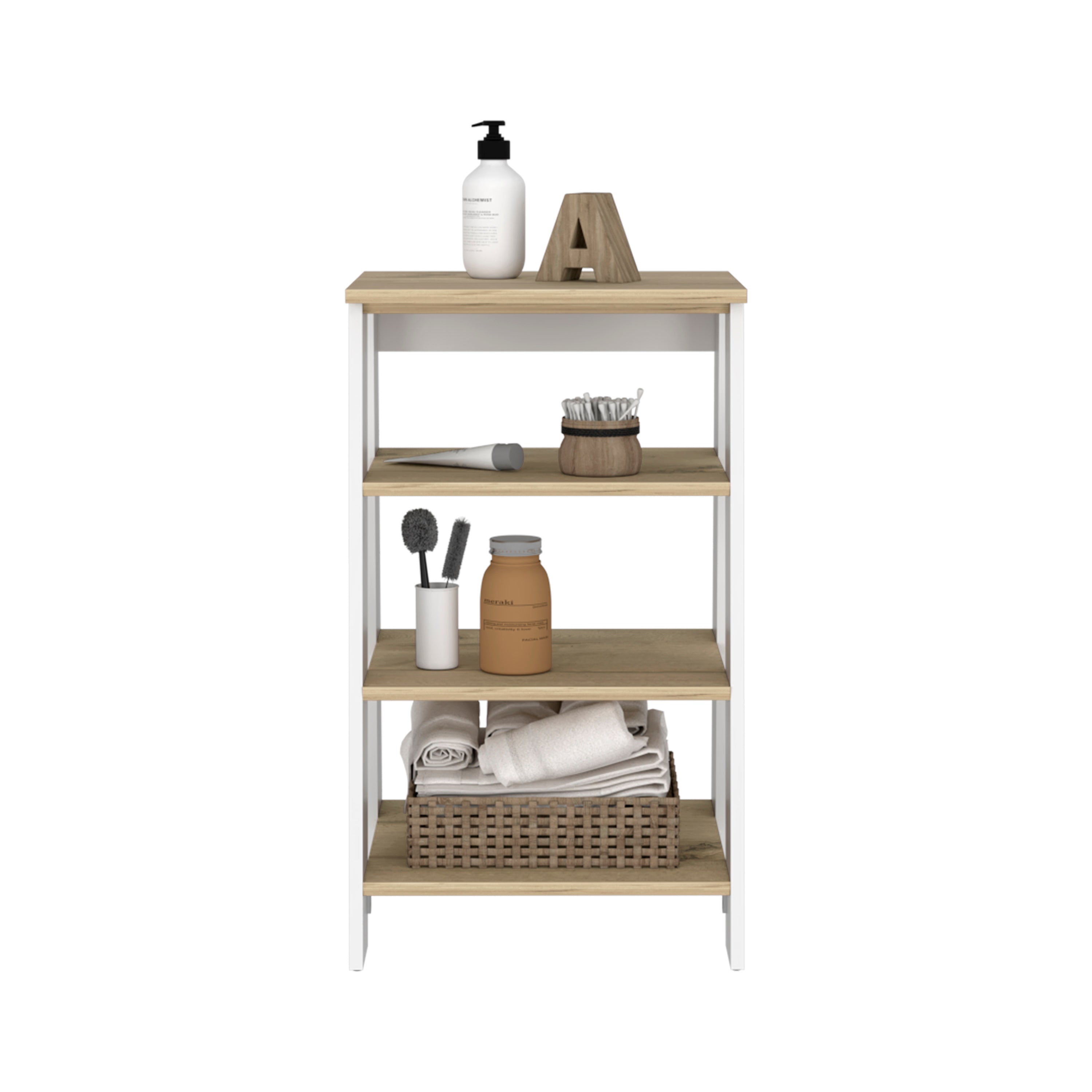 Colyn Linen Cabinet, Four Shelves, Vertical, Light Oak / White - Luciddepo