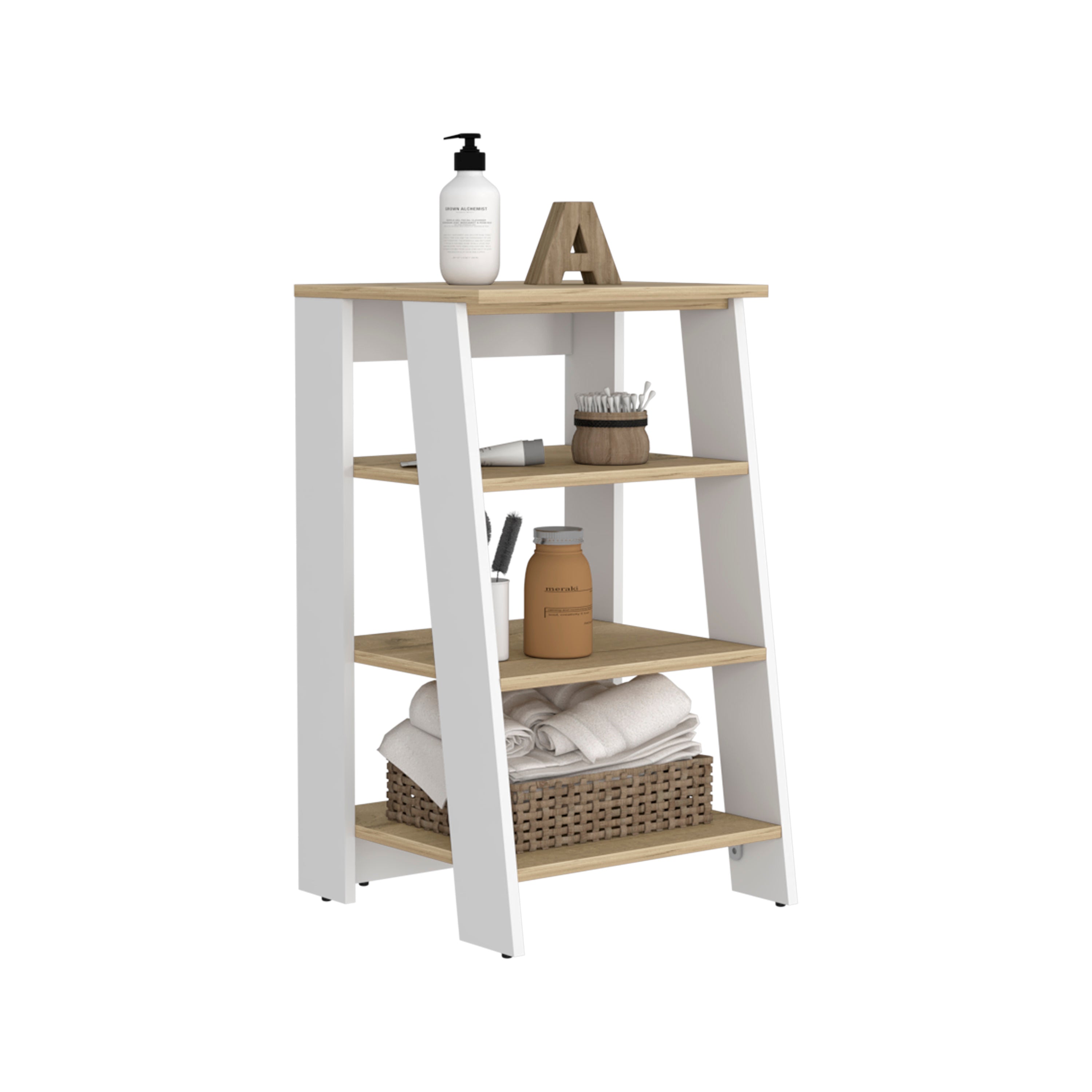 Colyn Linen Cabinet, Four Shelves, Vertical, Light Oak / White - Luciddepo