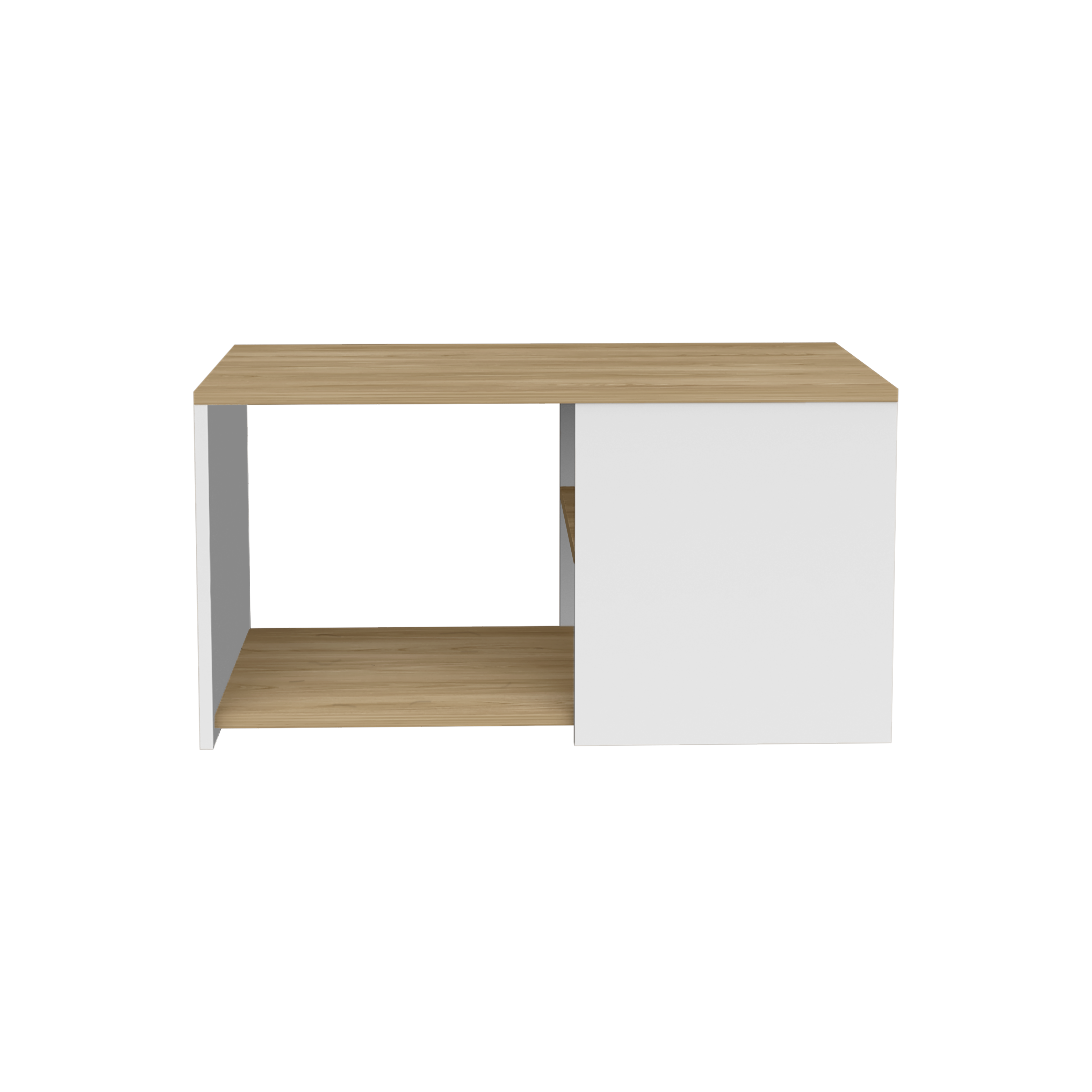 Faison Coffee Table, 2 Shelves, White / Natural Oak - Luciddepo