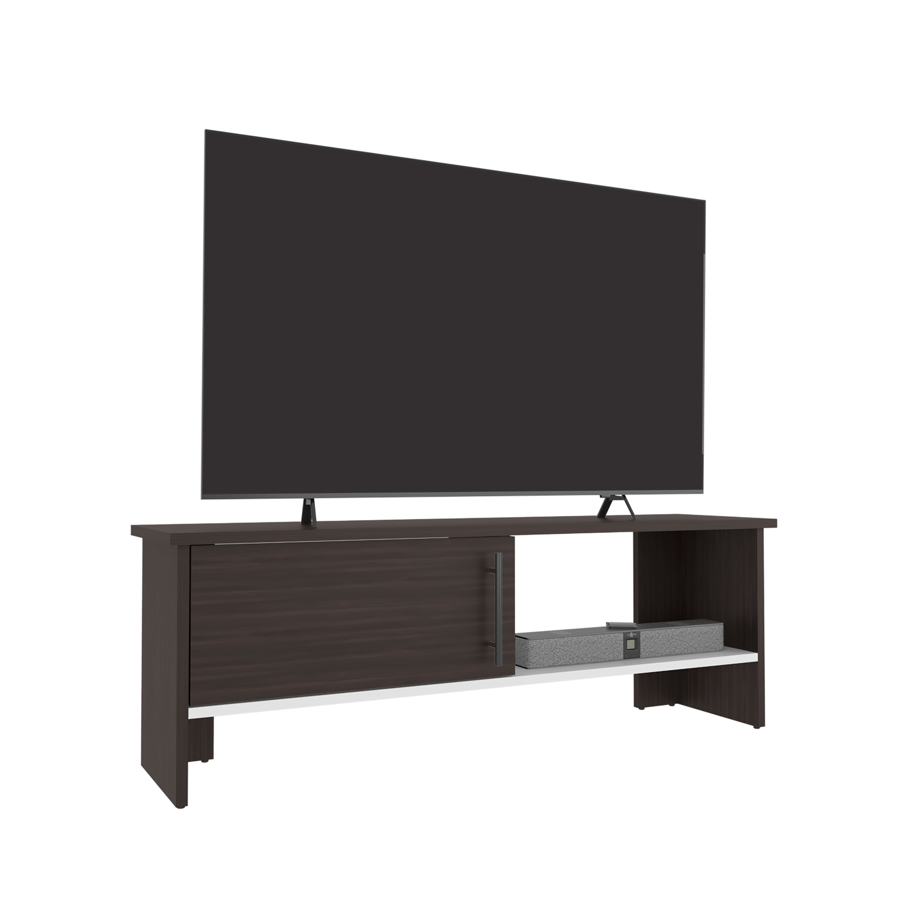 Trenton TV Stand, 1 Door, 1 Shelf, Dark Oak / White - Luciddepo