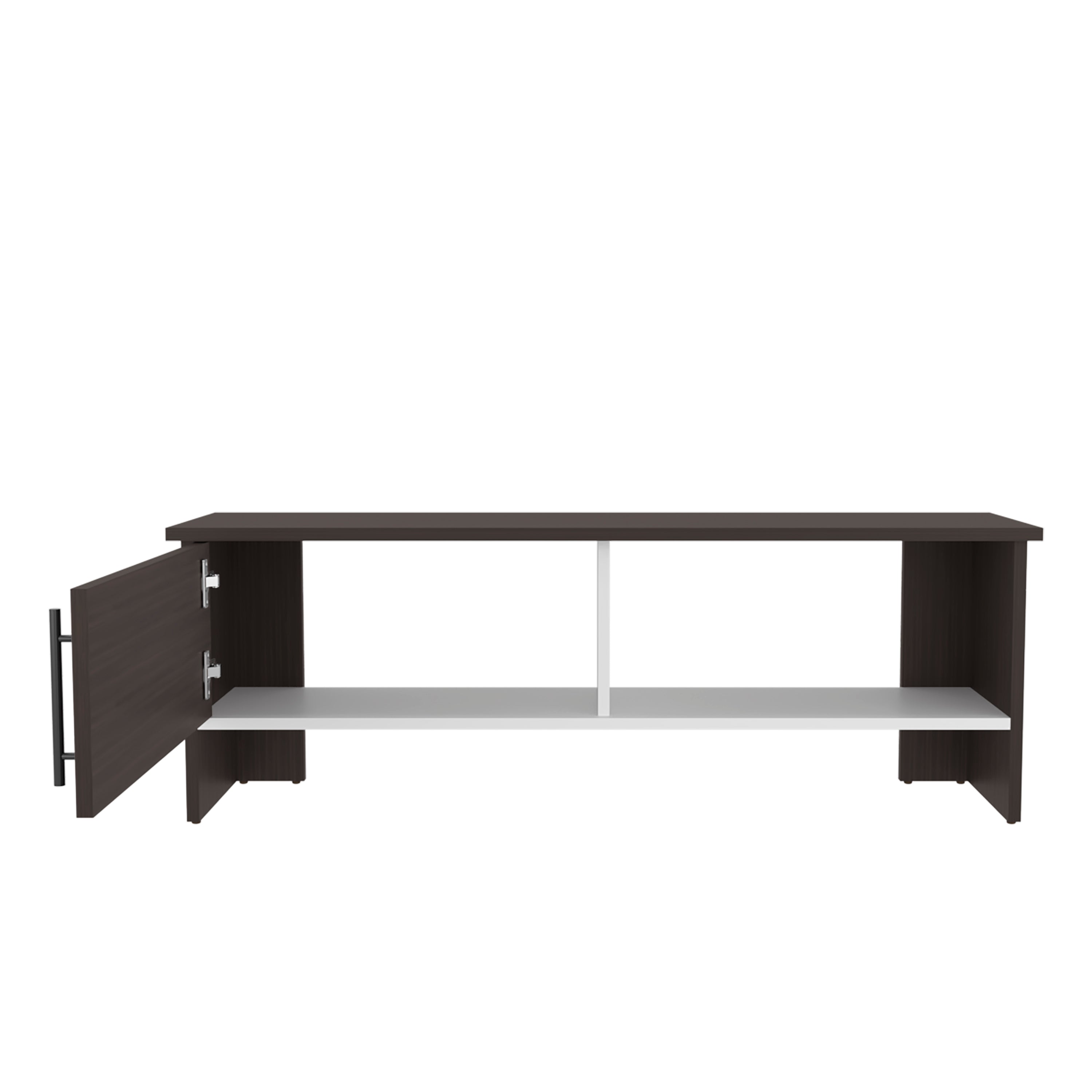 Trenton TV Stand, 1 Door, 1 Shelf, Dark Oak / White - Luciddepo
