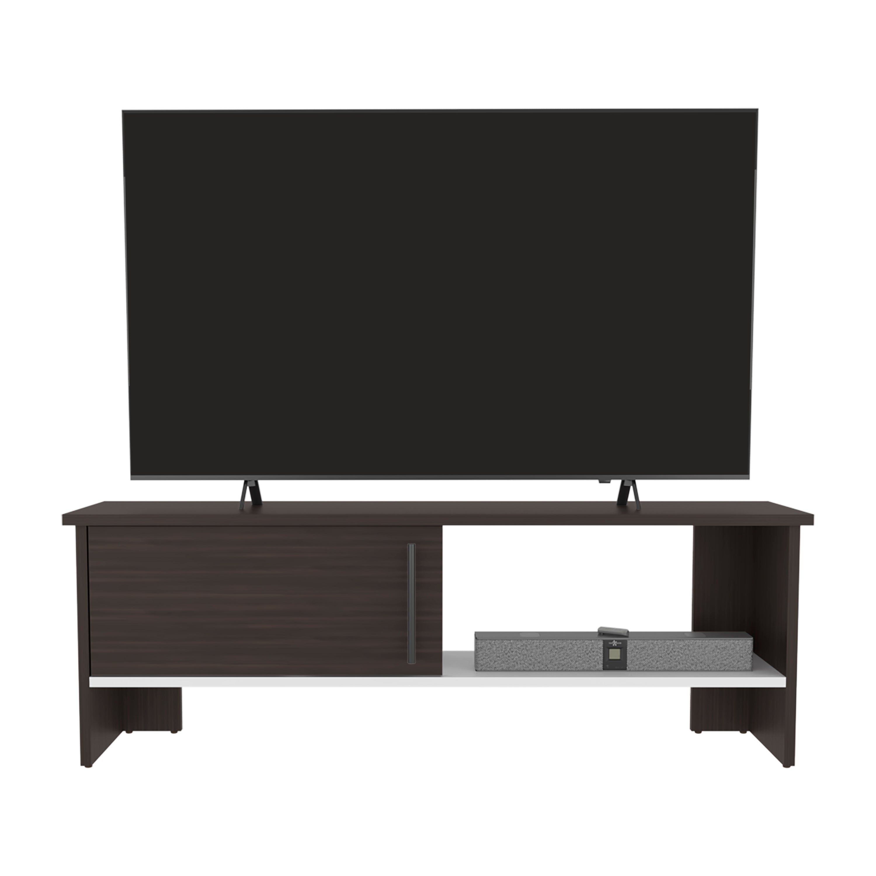 Trenton TV Stand, 1 Door, 1 Shelf, Dark Oak / White - Luciddepo