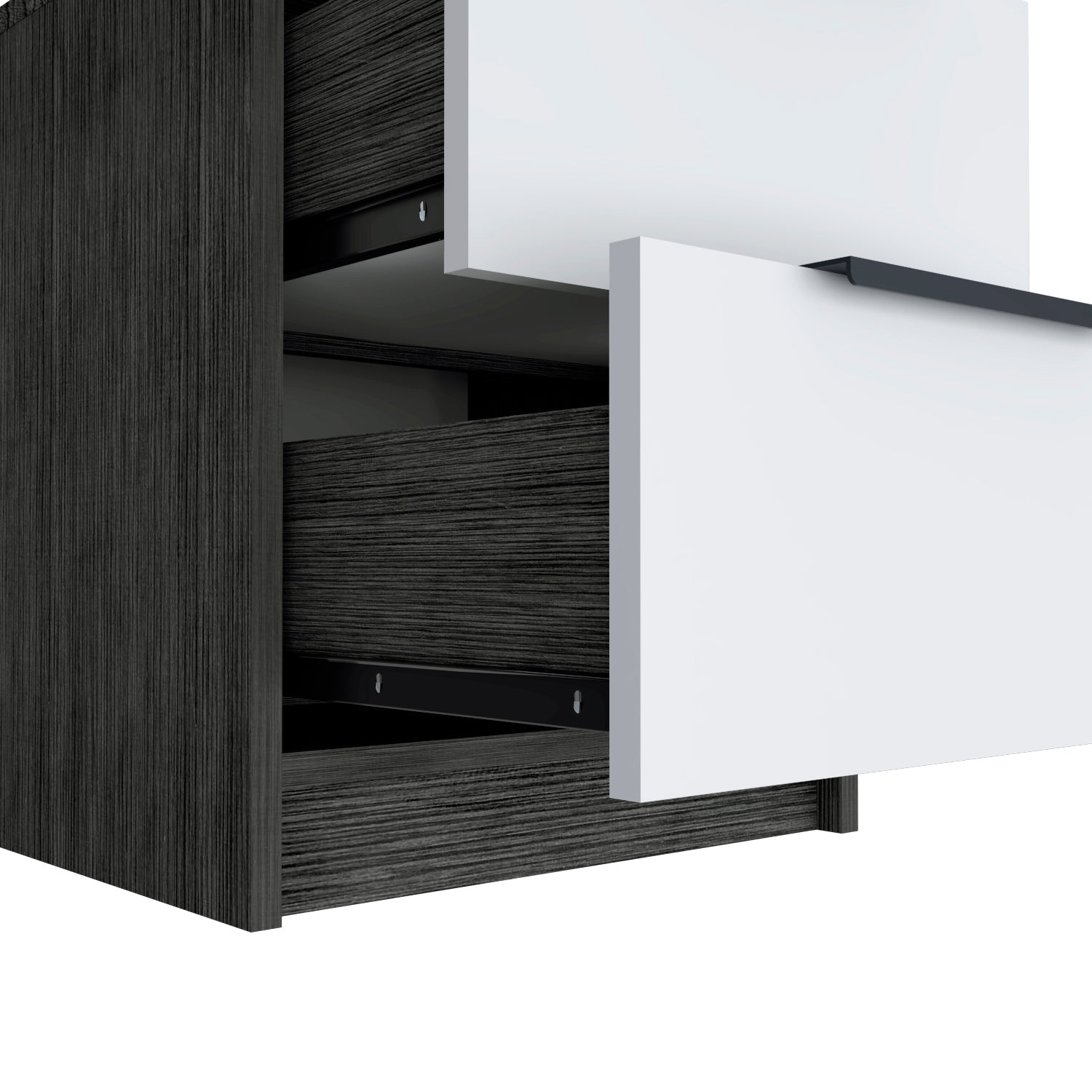 Egeo Nightstand, Two Drawers, Superior Top, Smokey Oak / White - Luciddepo