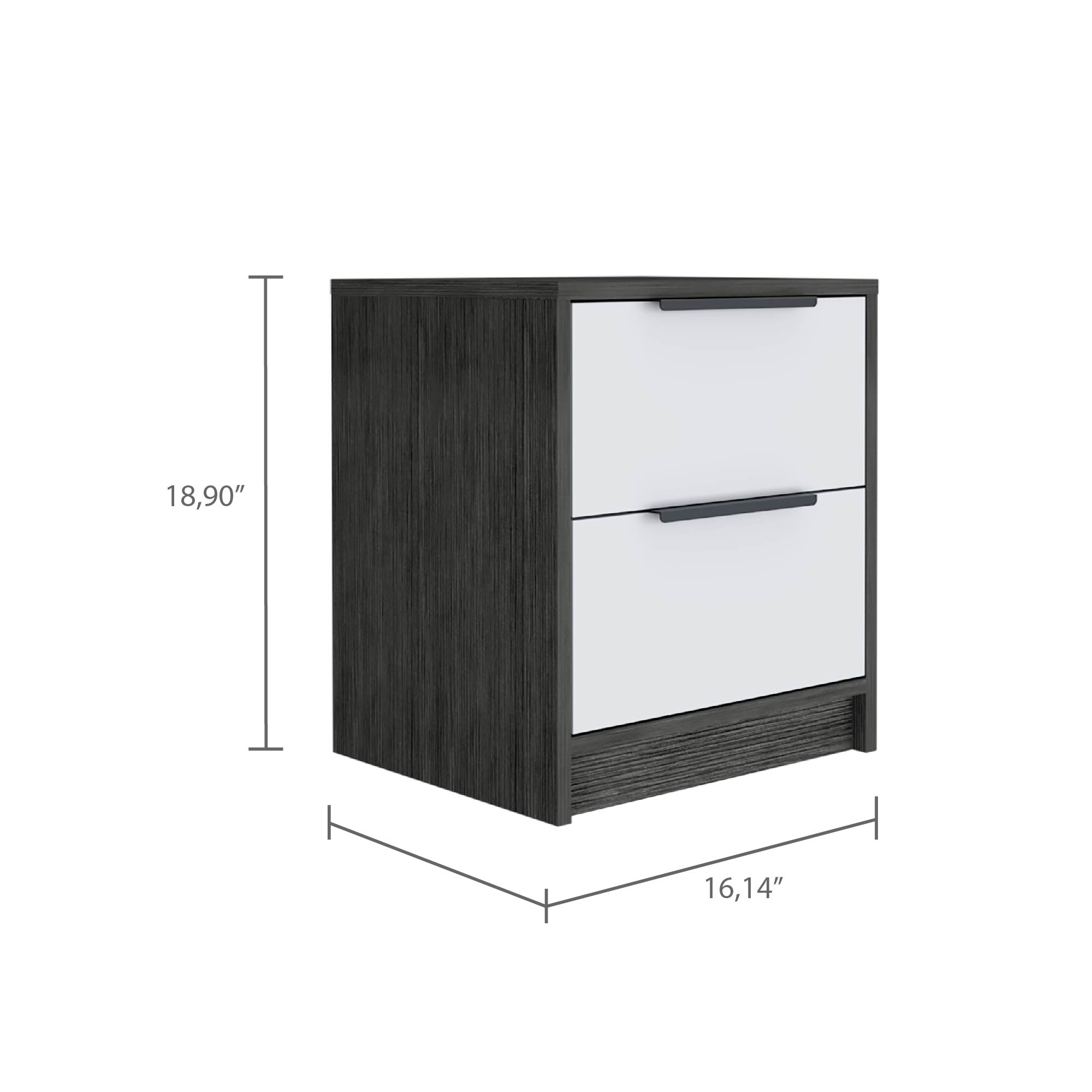 Egeo Nightstand, Two Drawers, Superior Top, Smokey Oak / White - Luciddepo