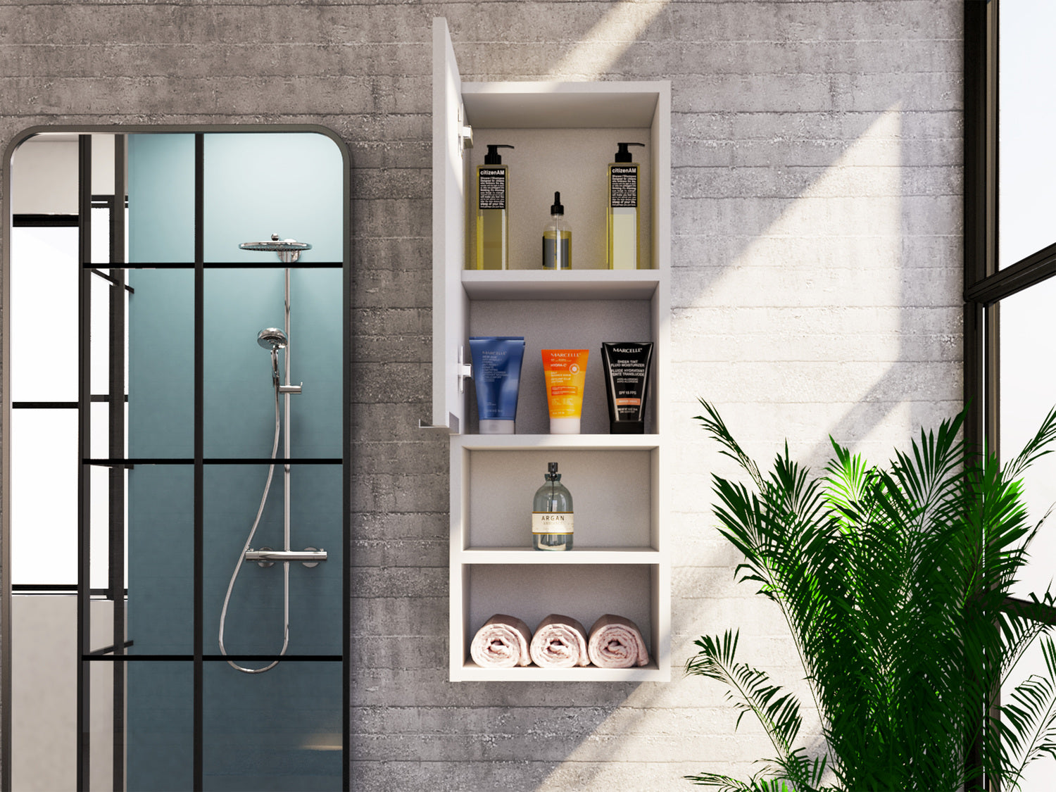 Savona Medicine Single Door Cabinet with Two Interior Shelves and Two External Shelves, White - Luciddepo