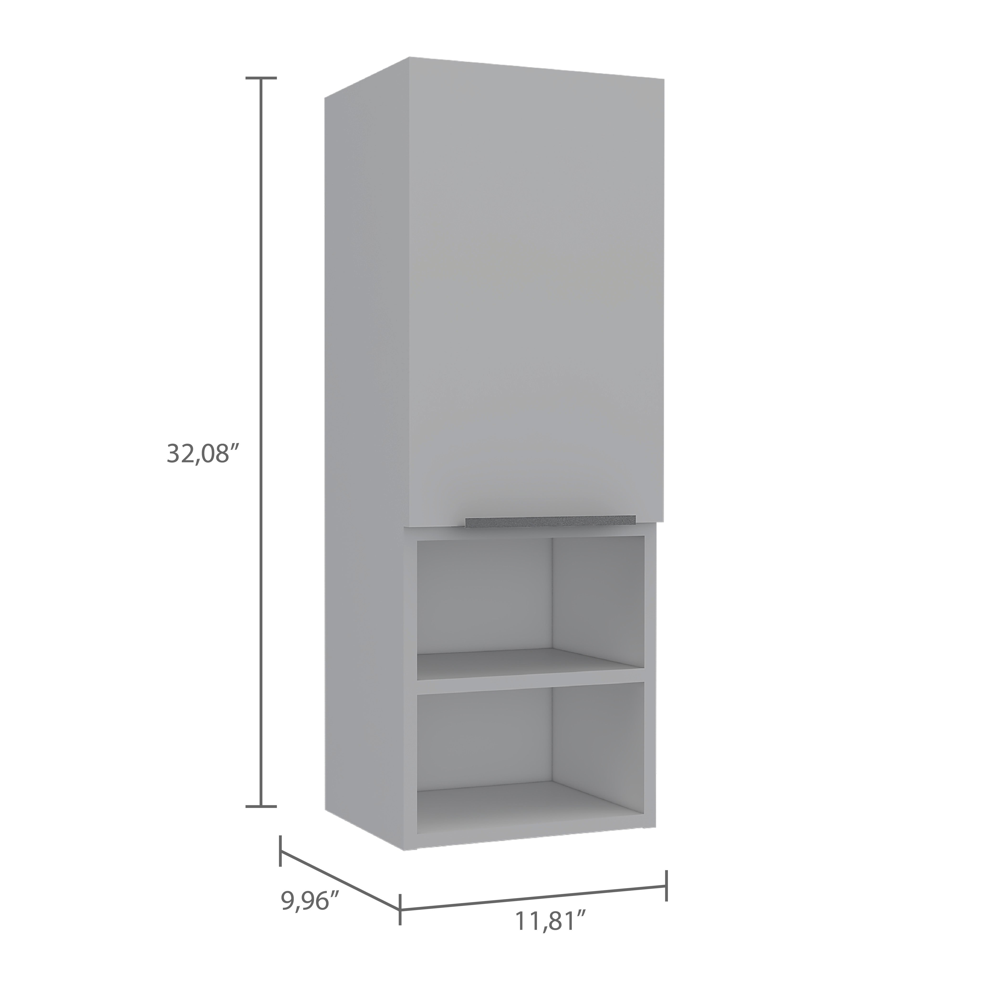 Savona Medicine Single Door Cabinet with Two Interior Shelves and Two External Shelves, White - Luciddepo
