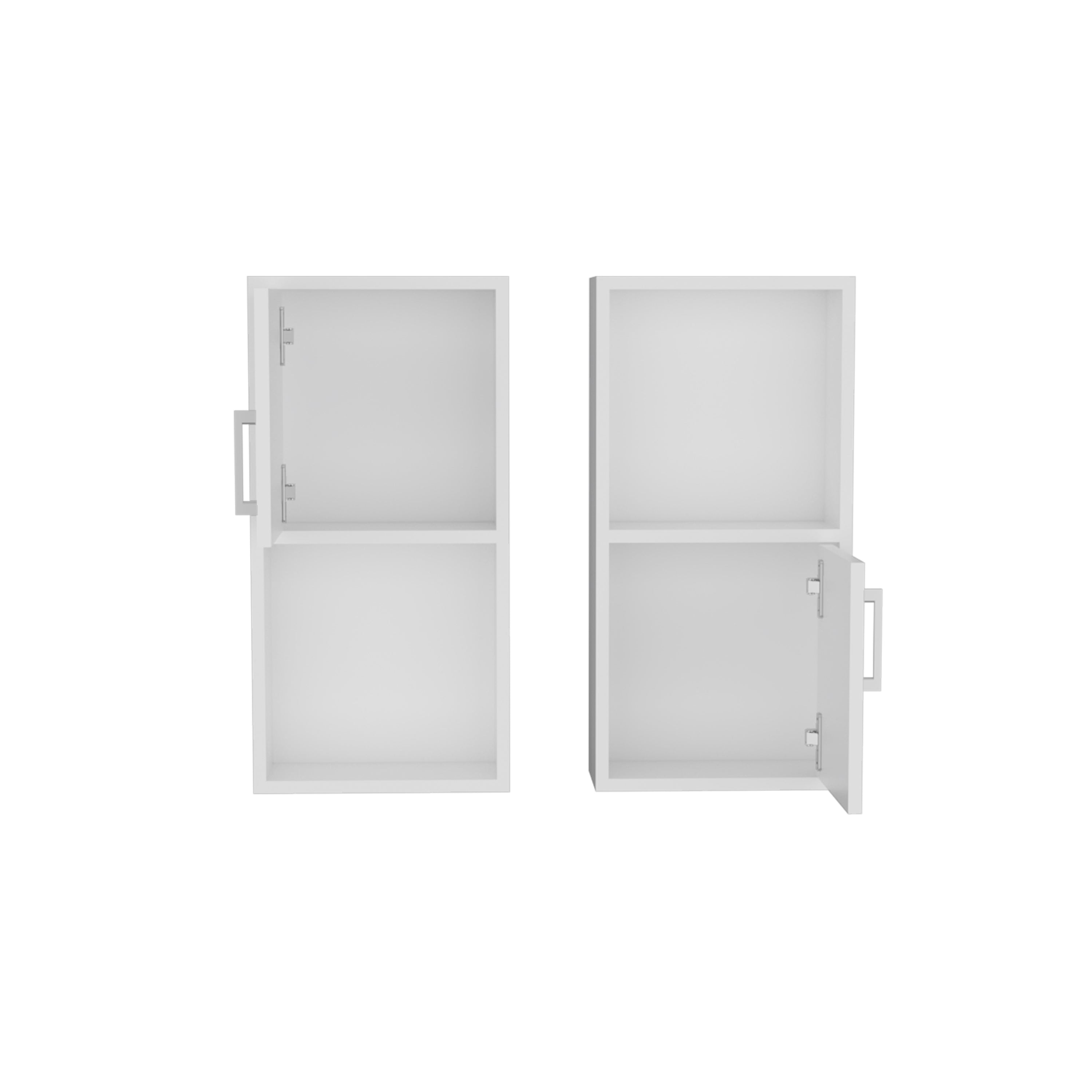 Eak 24" H 2 Pcs Wall Mounted Bathroom Medicine Cabinet, Two Doors, Two Shelves,White - Luciddepo