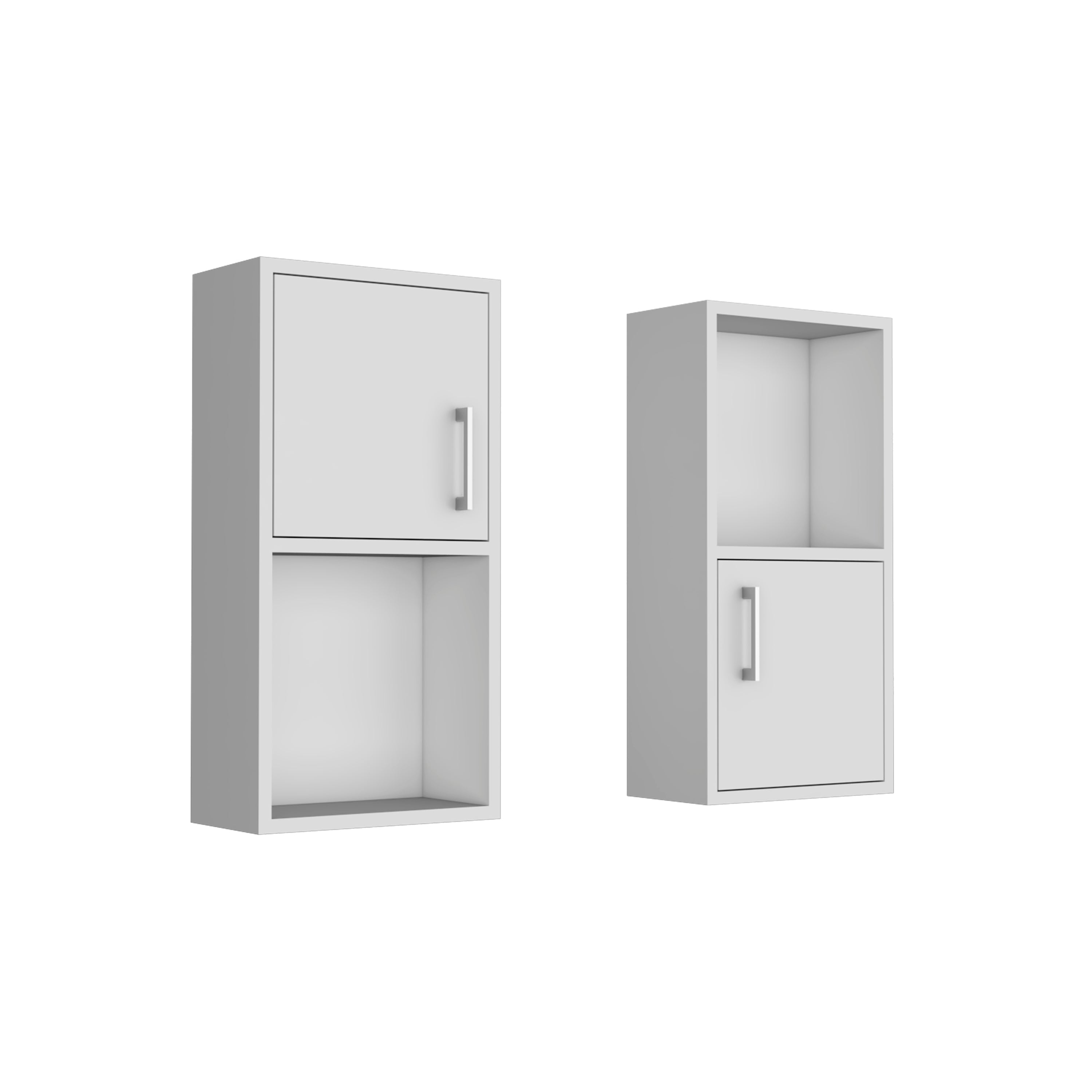 Eak 24" H 2 Pcs Wall Mounted Bathroom Medicine Cabinet, Two Doors, Two Shelves,White - Luciddepo