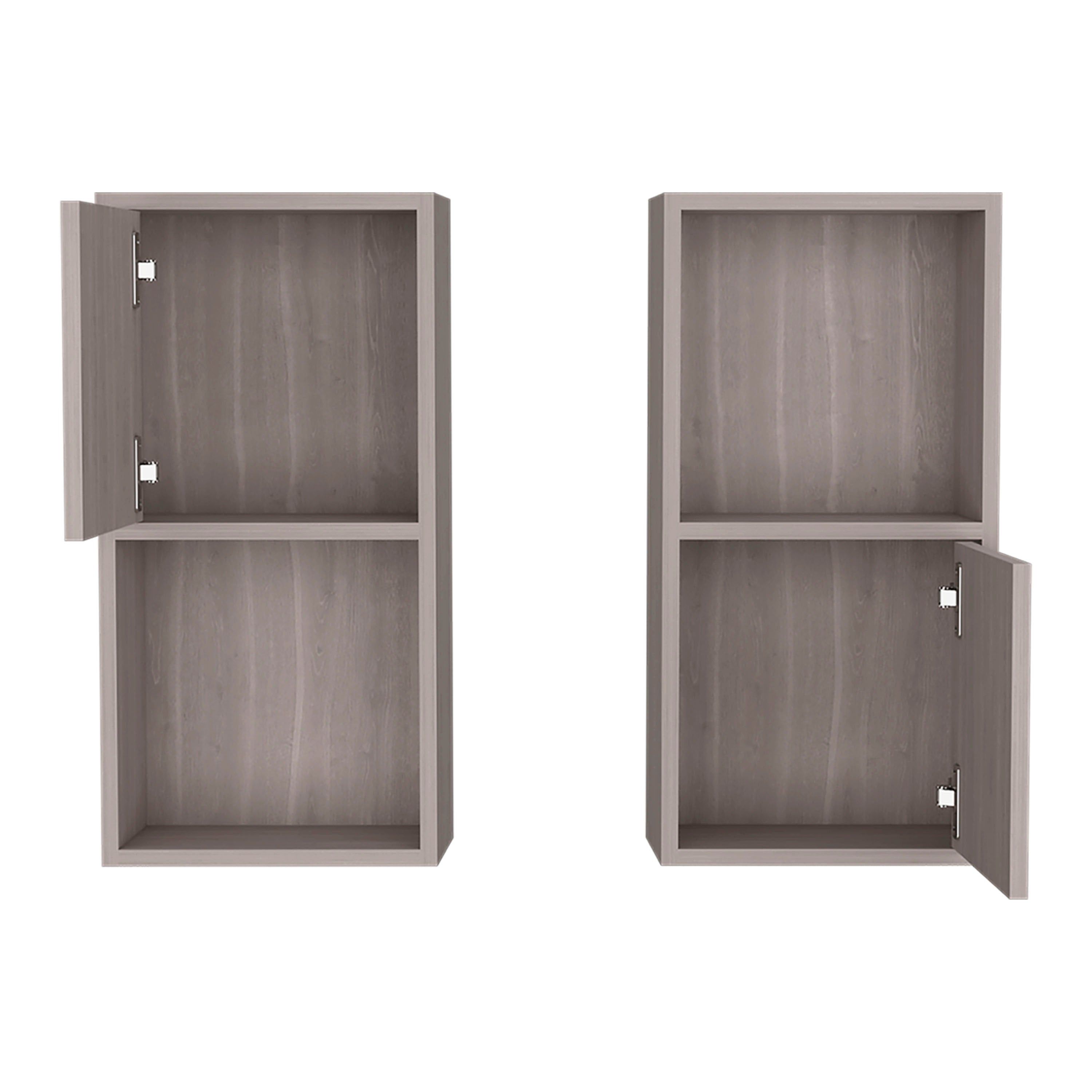 Eak 24" H 2 Pcs Wall Mounted Bathroom Medicine Cabinet, Two Doors, Two Shelves,White Oak - Luciddepo