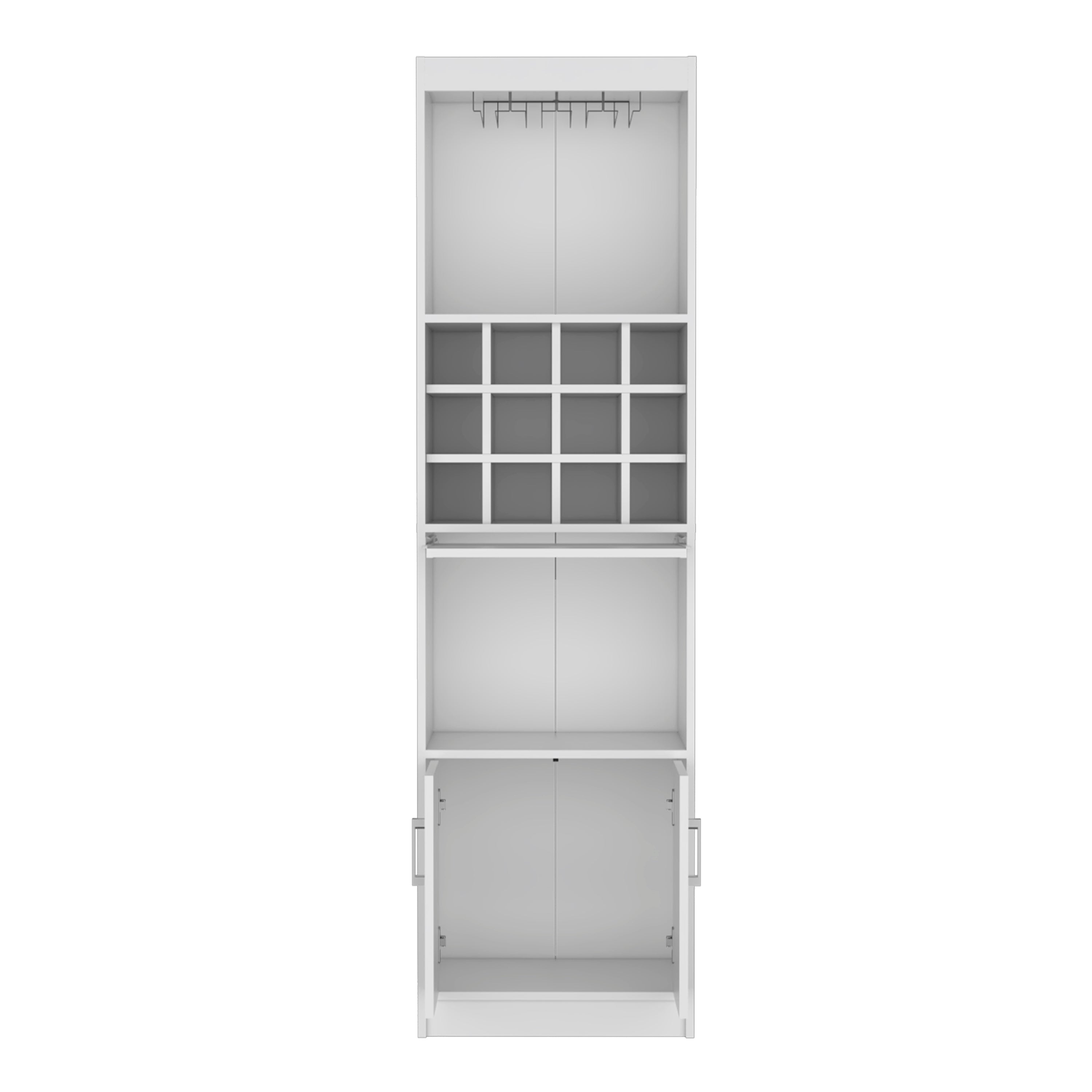 Pisek Bar Cabinet 5-Tier, Wine Cabinet, Liquor Cabinet, 12 Bottle Cubbies, 5 Shelves, White - Luciddepo