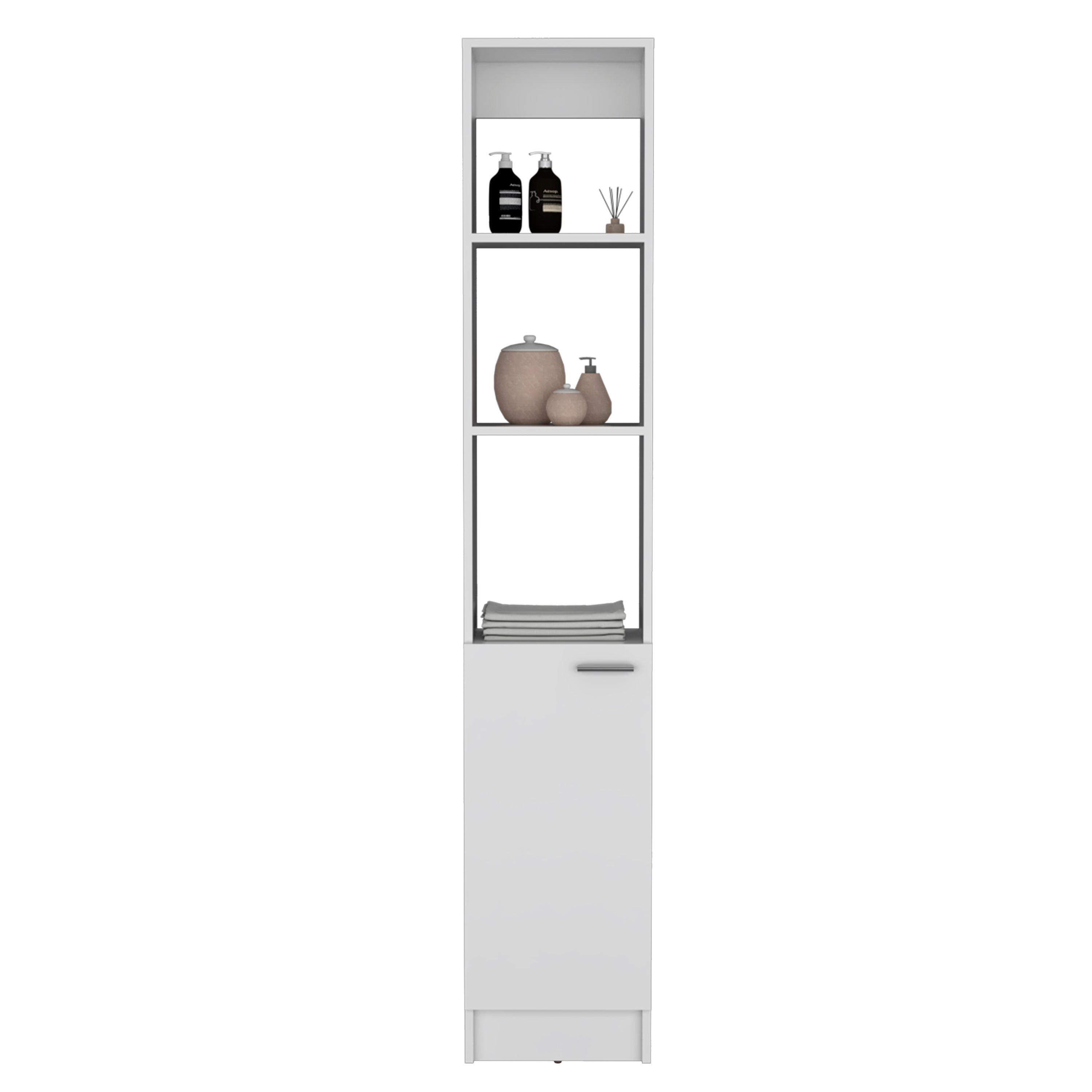 Parks Linen Cabinet, 1 Door, 6 Shelves, White - Luciddepo