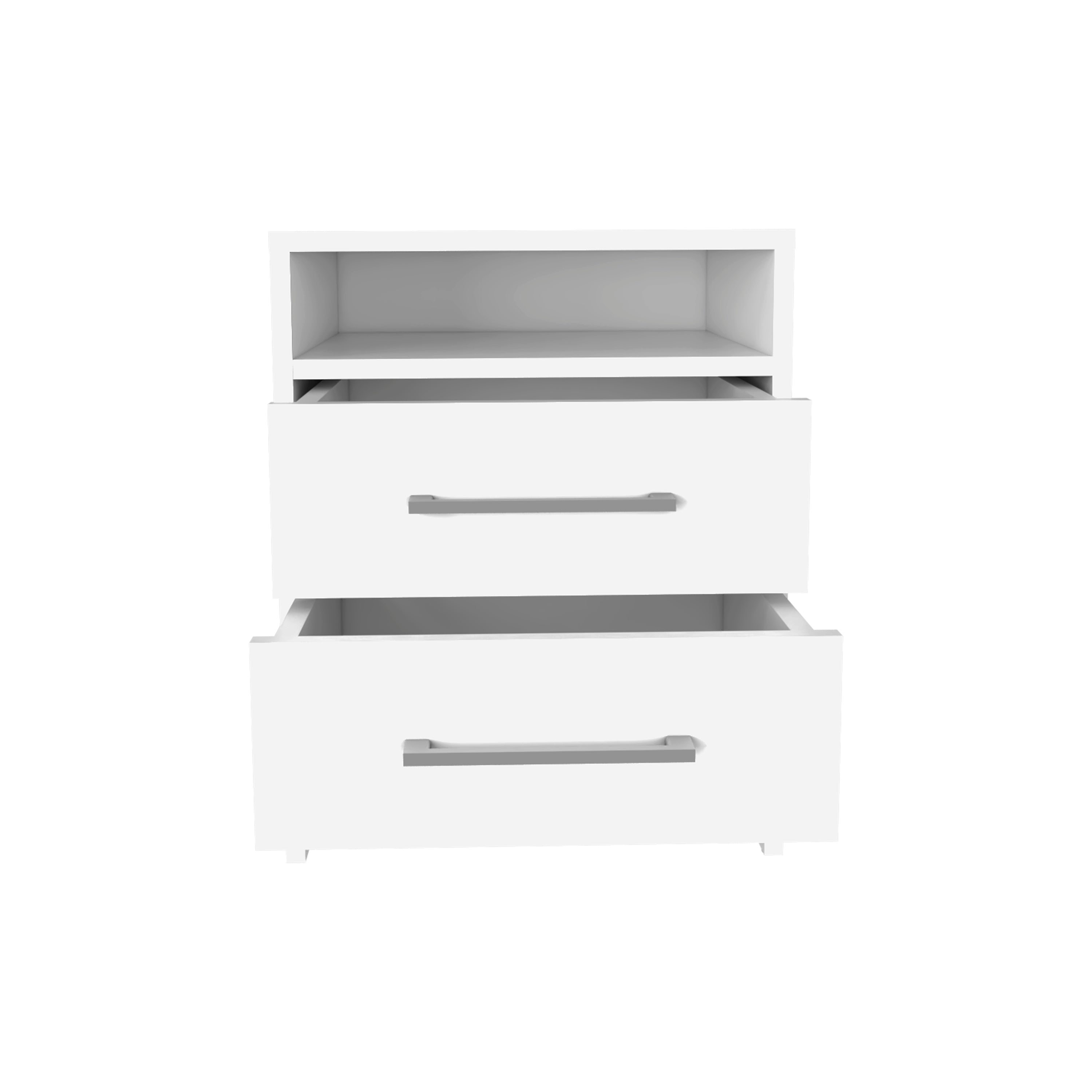 Kelso Nightstand with 2 Drawers and 1 Shelf, White - Luciddepo