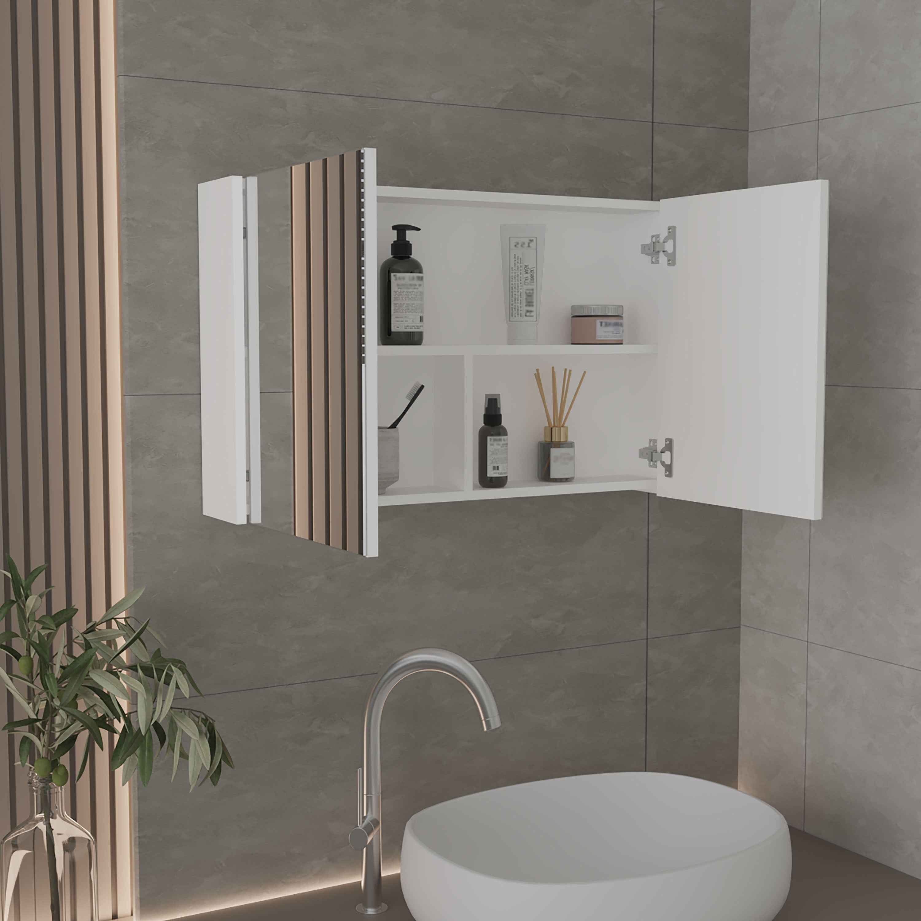 Cantwell Medicine Cabinet with 2 Doors, 3 Shelves, 2 Mirrors, White