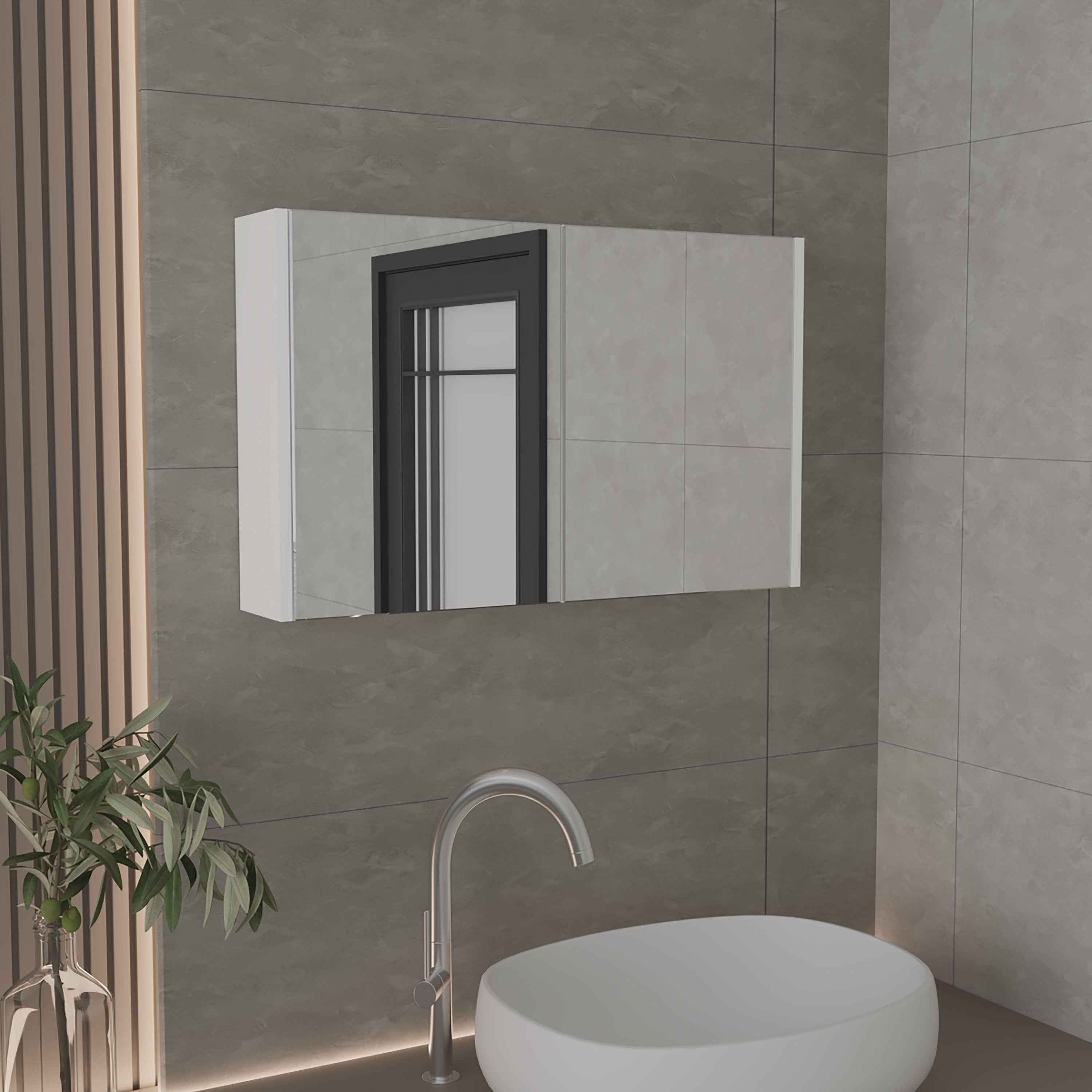 Cantwell Medicine Cabinet with 2 Doors, 3 Shelves, 2 Mirrors, White