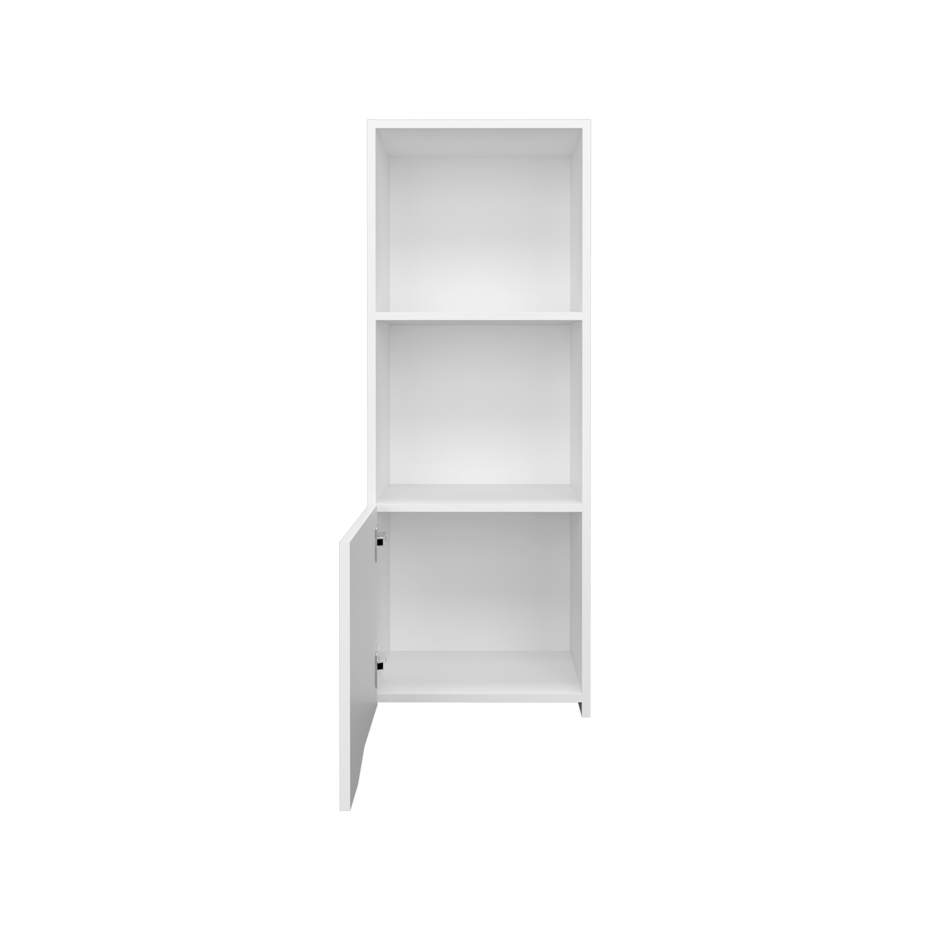 Salem Wall Cabinet with 1 Door and 3 Shelves, White - Luciddepo