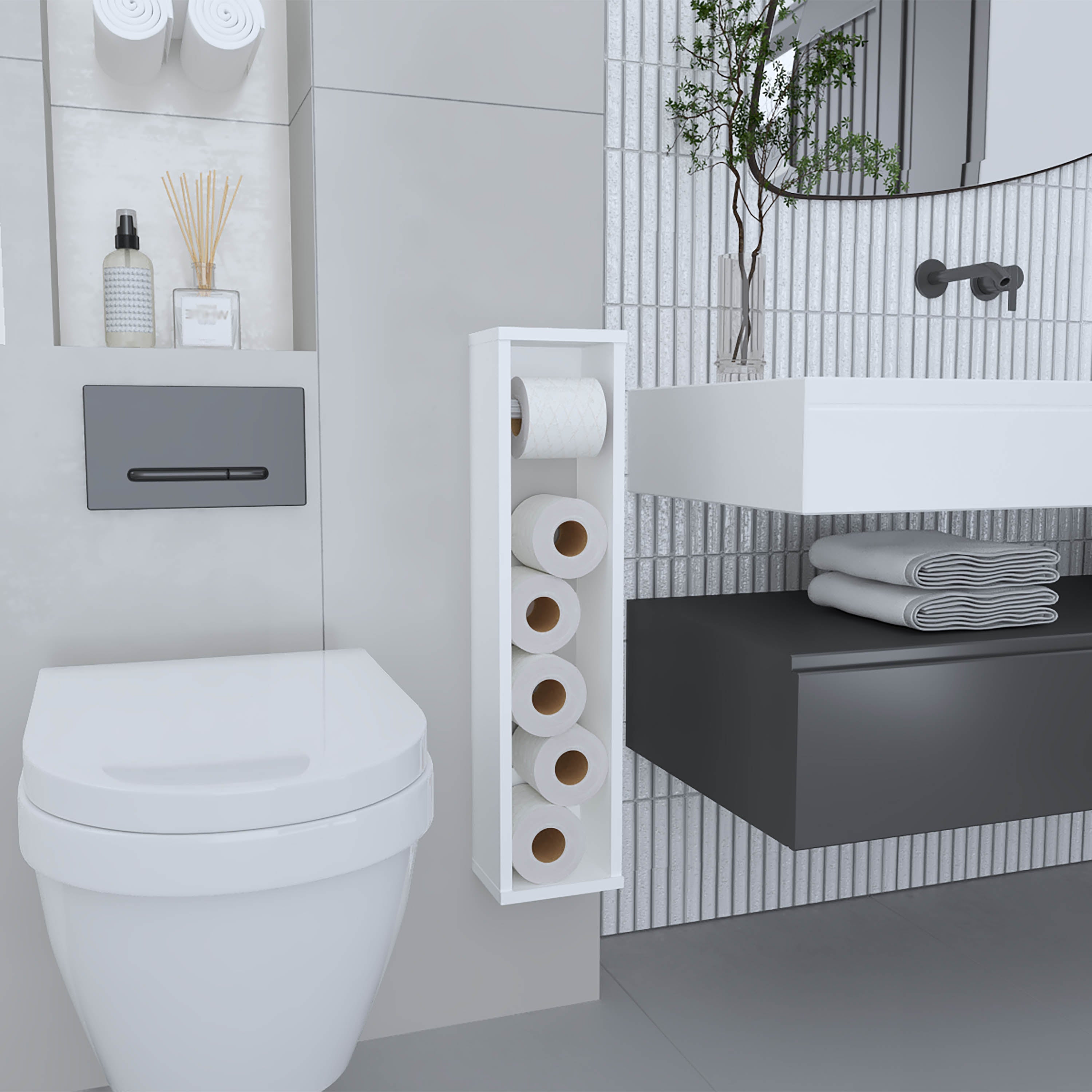 Golovin Shelf with 2 Shelves, White - Luciddepo