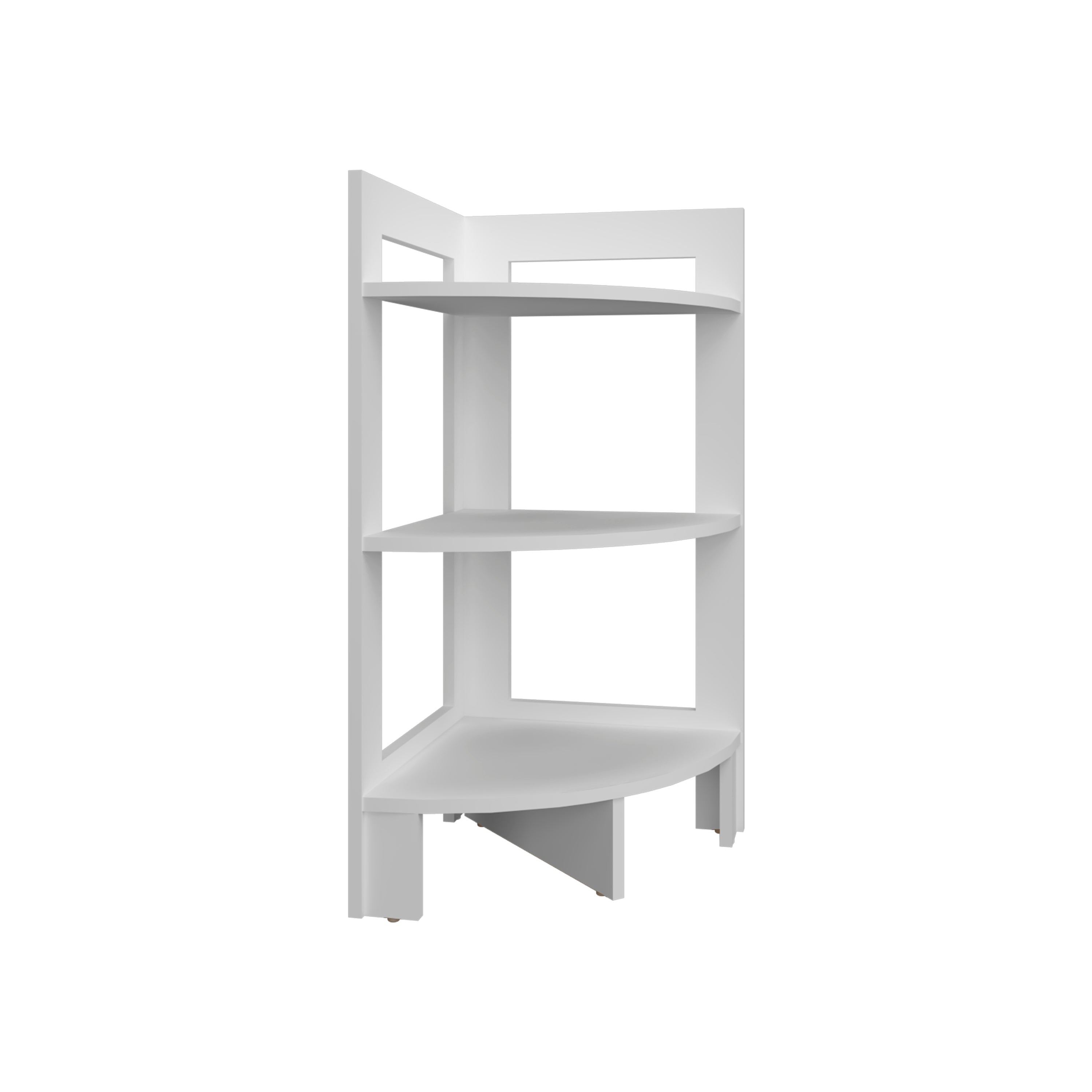 Akutan Side Table with 3 Shelves, 3 Legs, White - Luciddepo