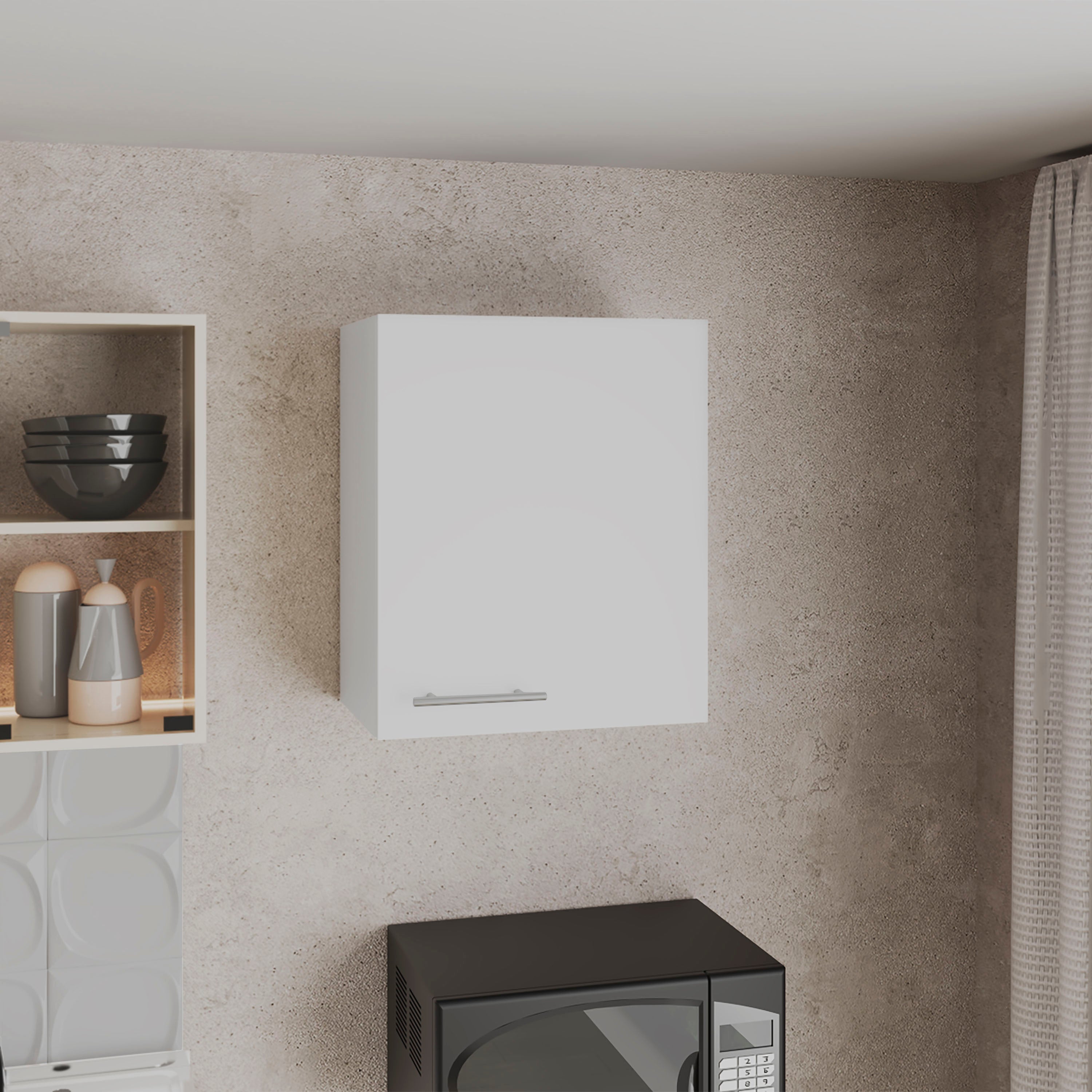 Sterling Wall Cabinet with 1 Door and 2 Shelves, White - Luciddepo