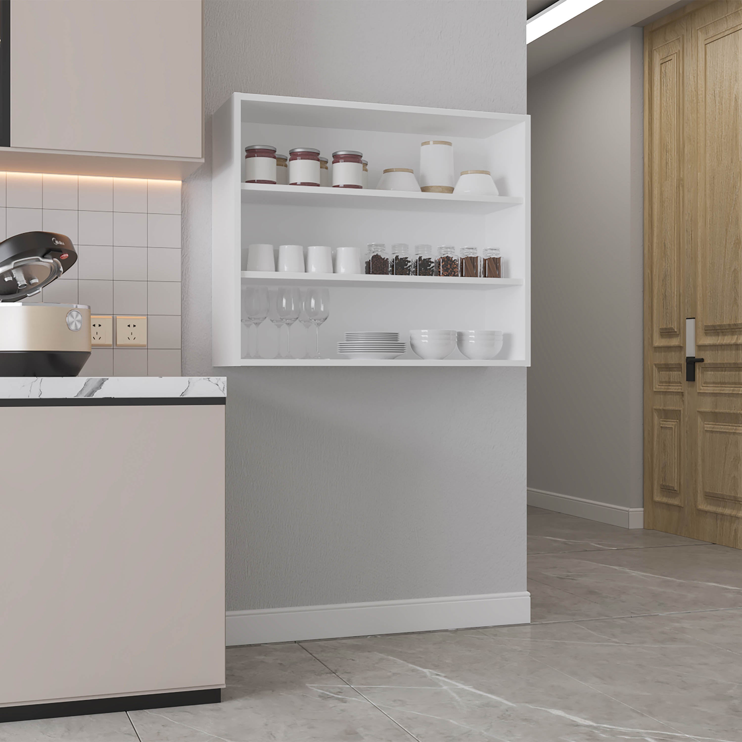 Ida Wall Shelf, 3 Shelves, White - Luciddepo