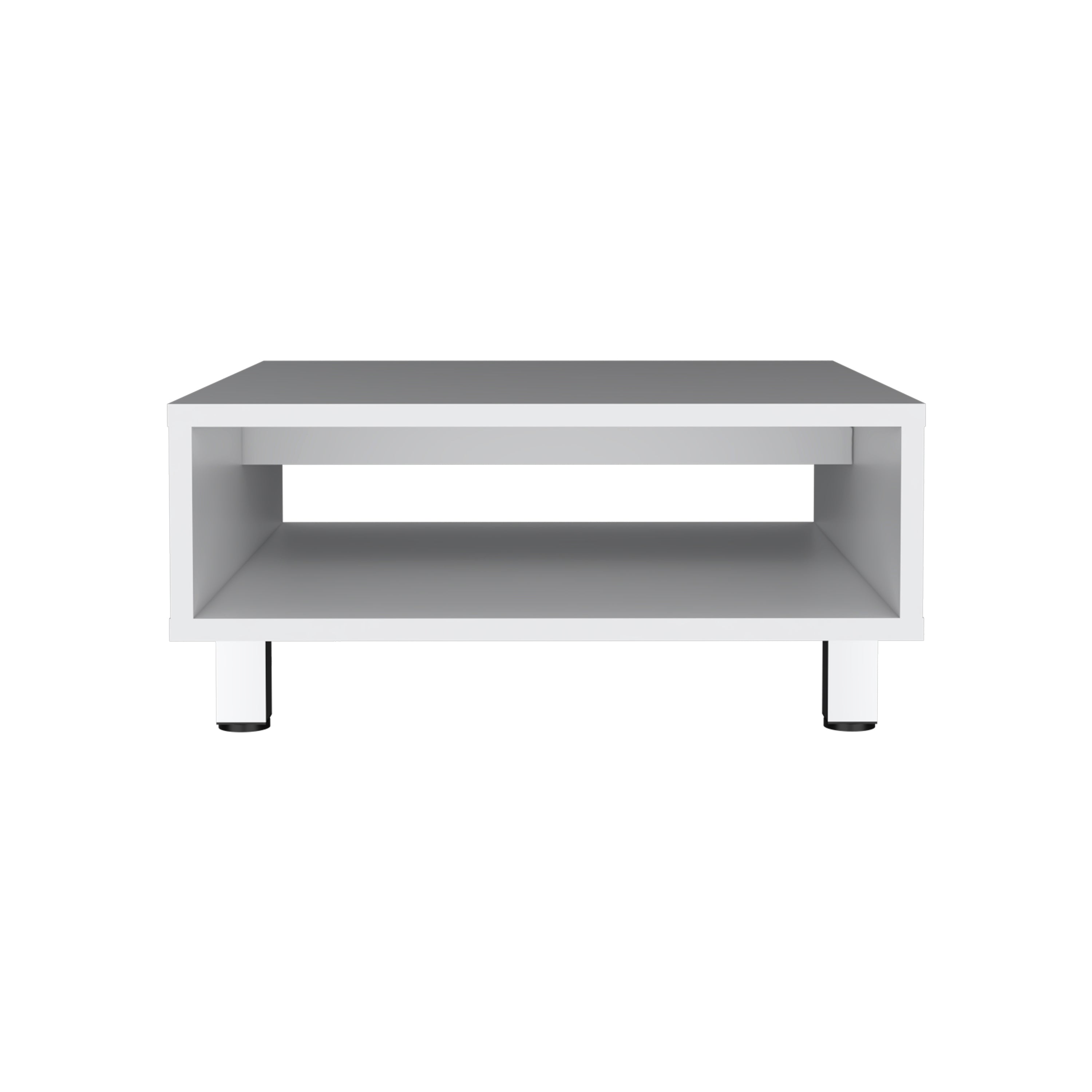 Chiniak Coffee Table, 1 shelf, 4 legs, White - Luciddepo