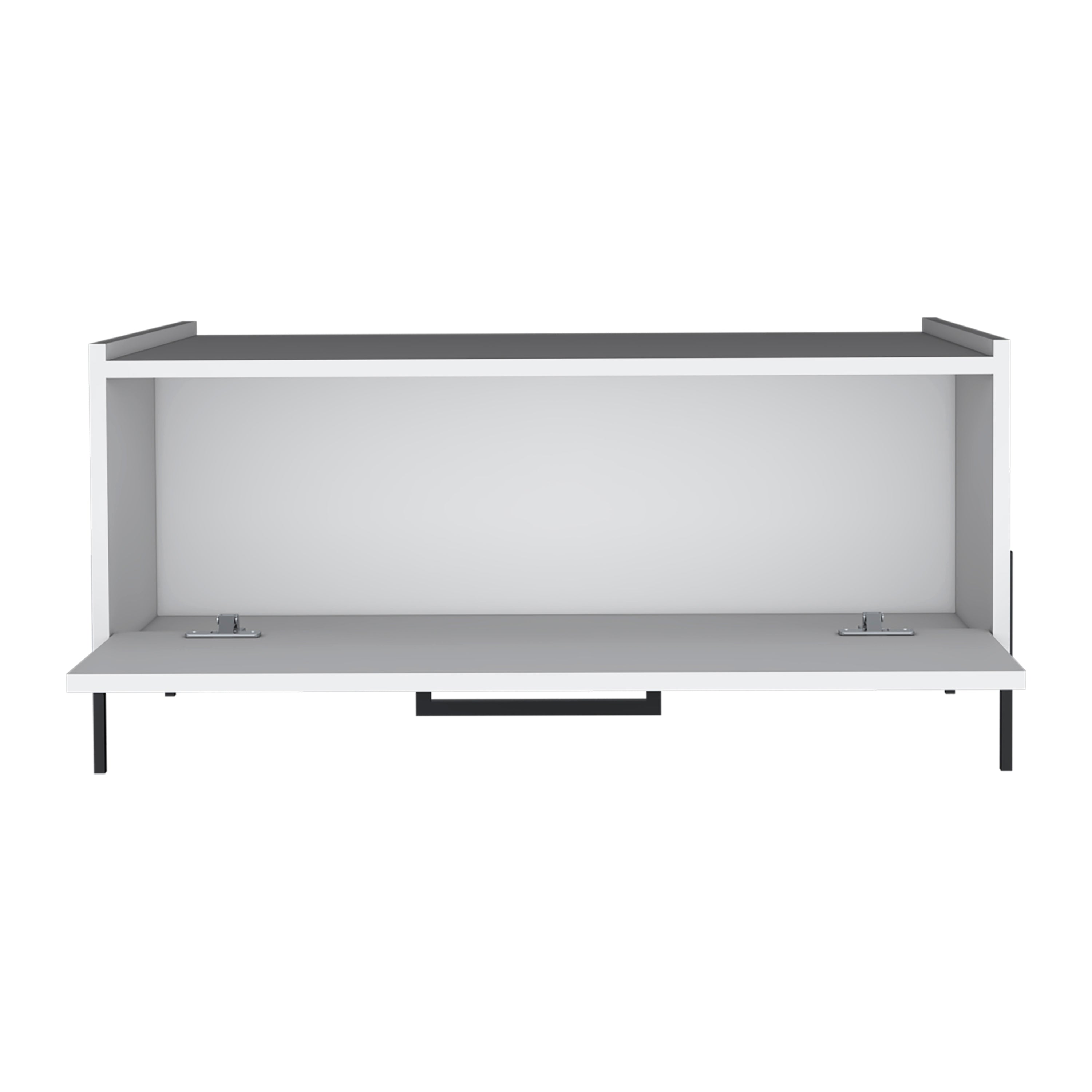 Juneau Coffee Table, 1 shelf, 4 legs, White - Luciddepo