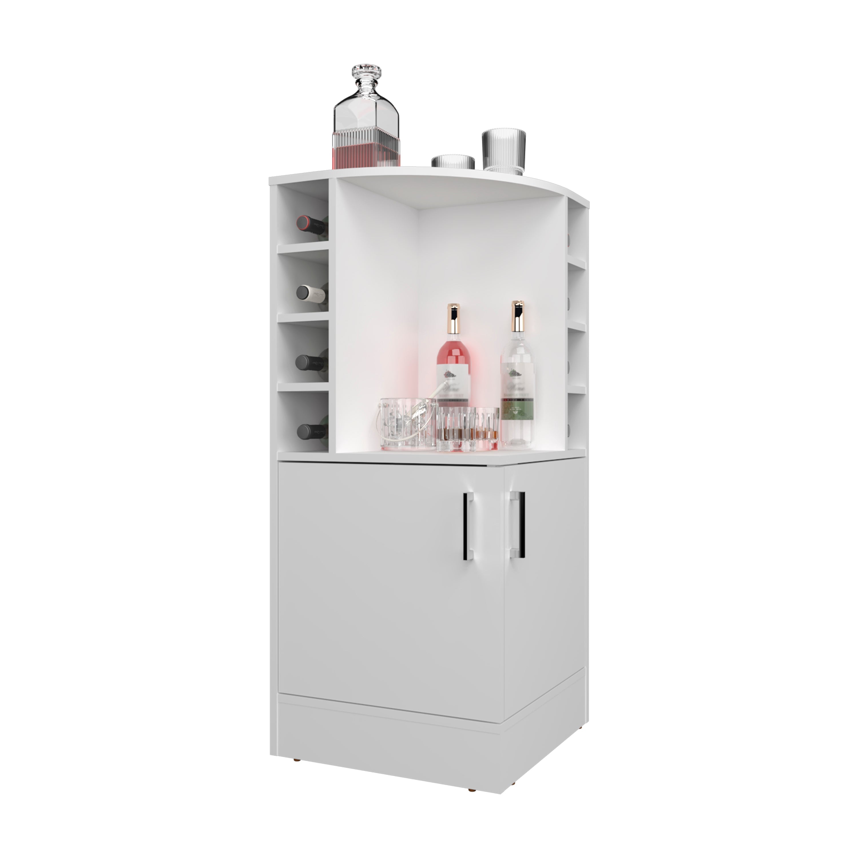 norwich Bar Cabinet, 2 Doors, 8 Wine Bottle Compartments, White - Luciddepo