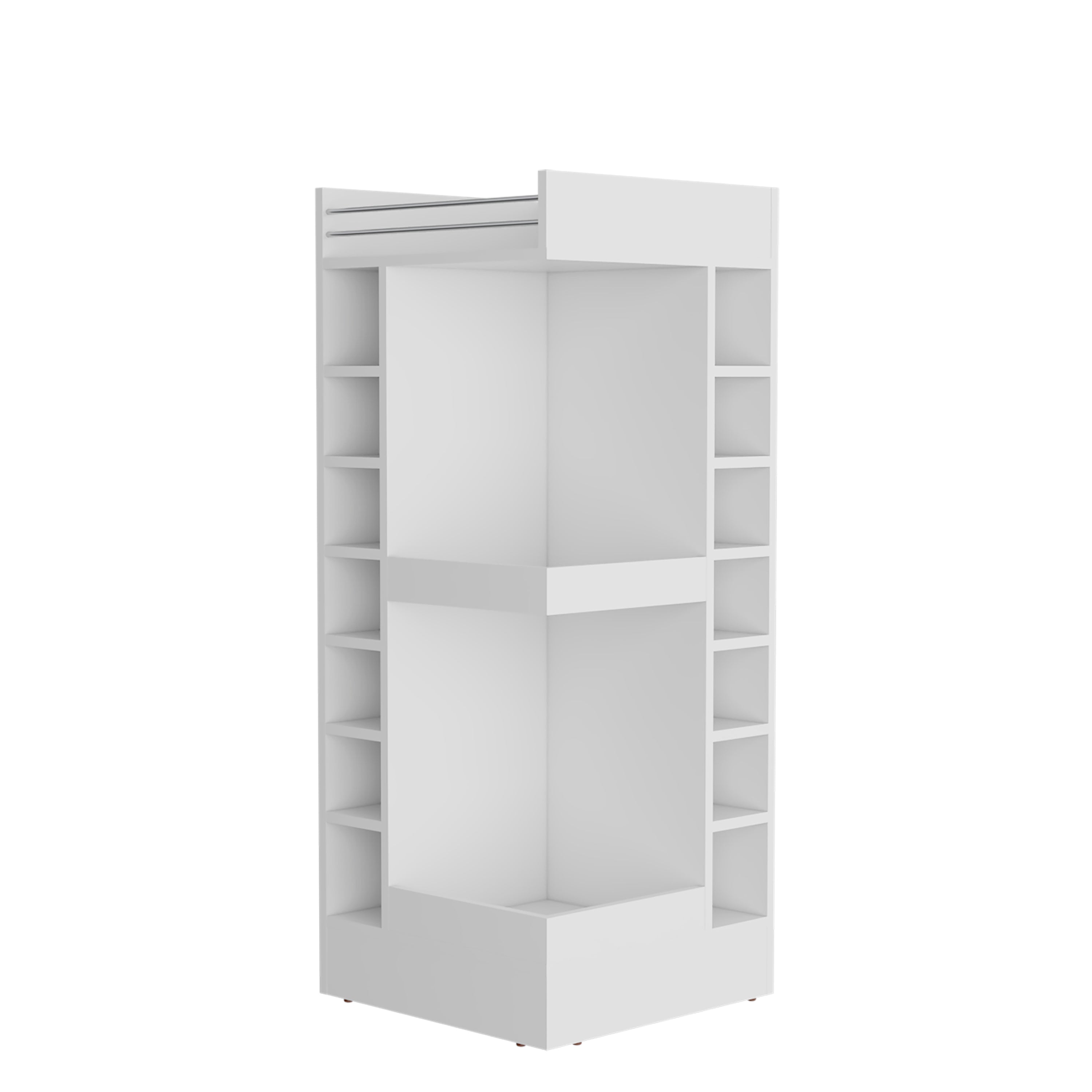 Parker Bar Cabinet, 16 Shelves, White - Luciddepo