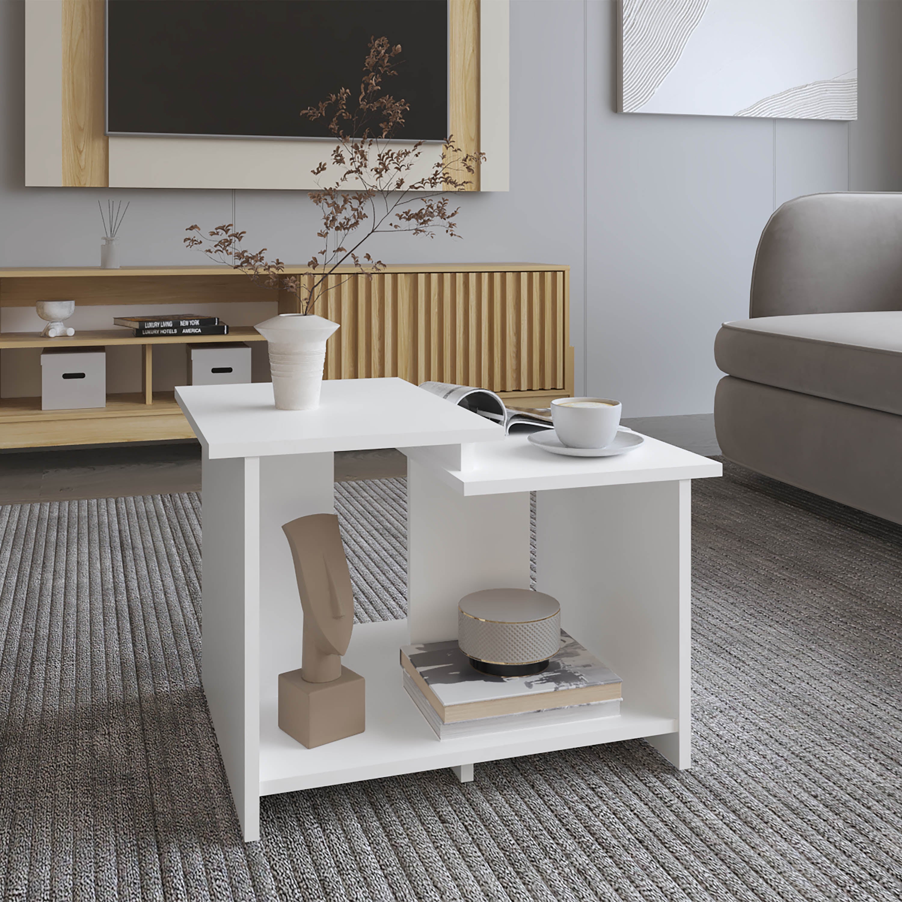 Hesston Coffee Table, White - Luciddepo