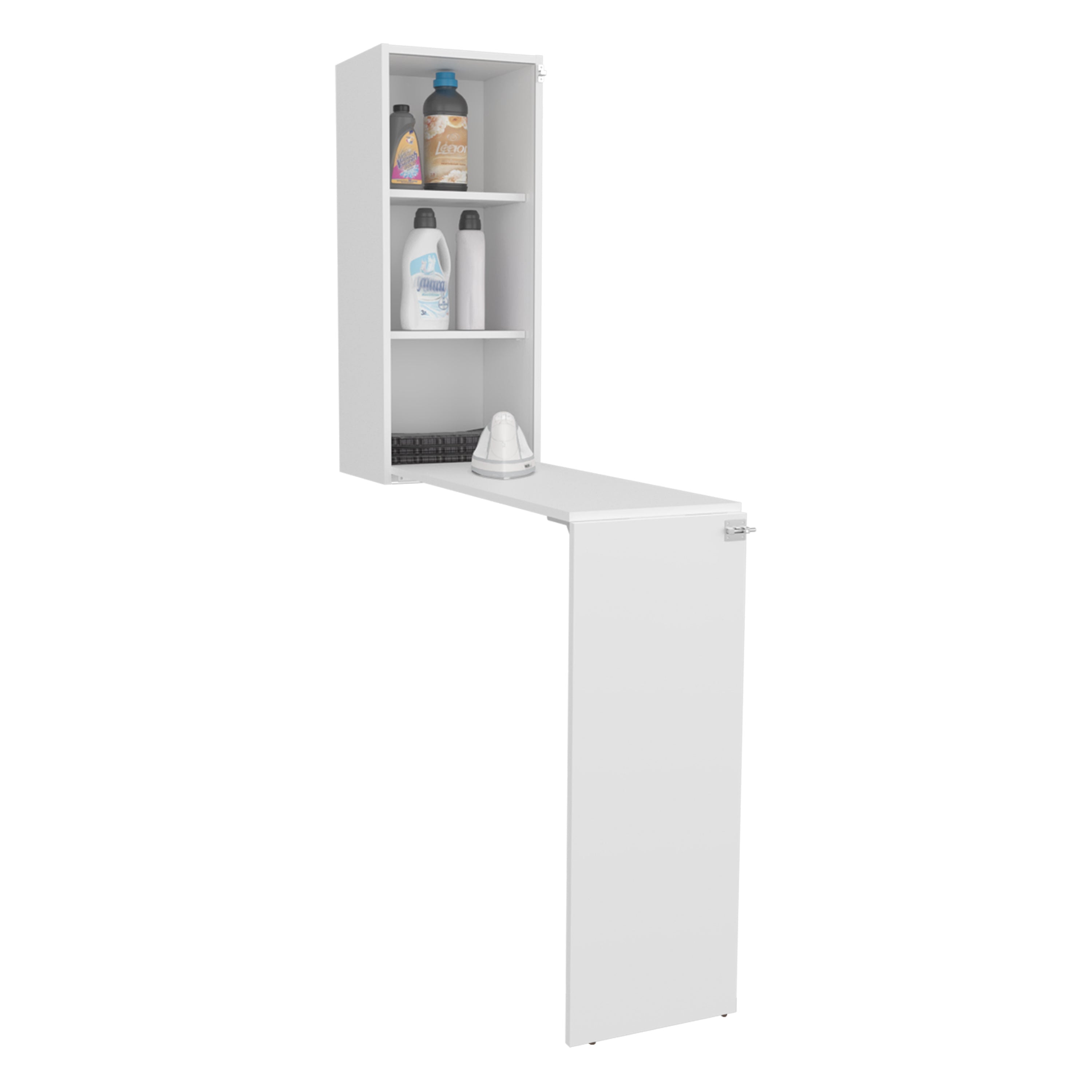 Rupert Folding Table, 3 Shelves, White - Luciddepo