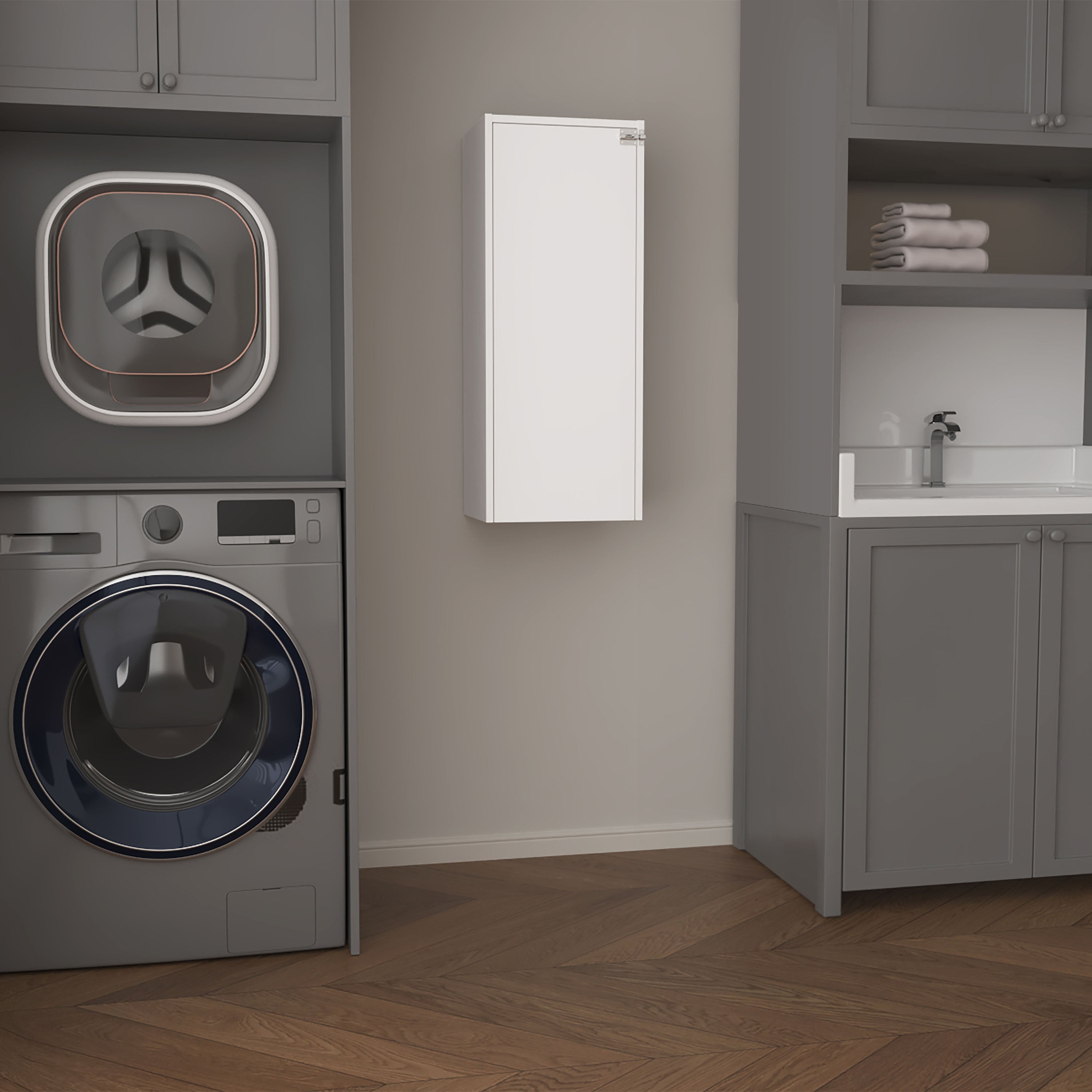 Rupert Folding Table, 3 Shelves, White - Luciddepo