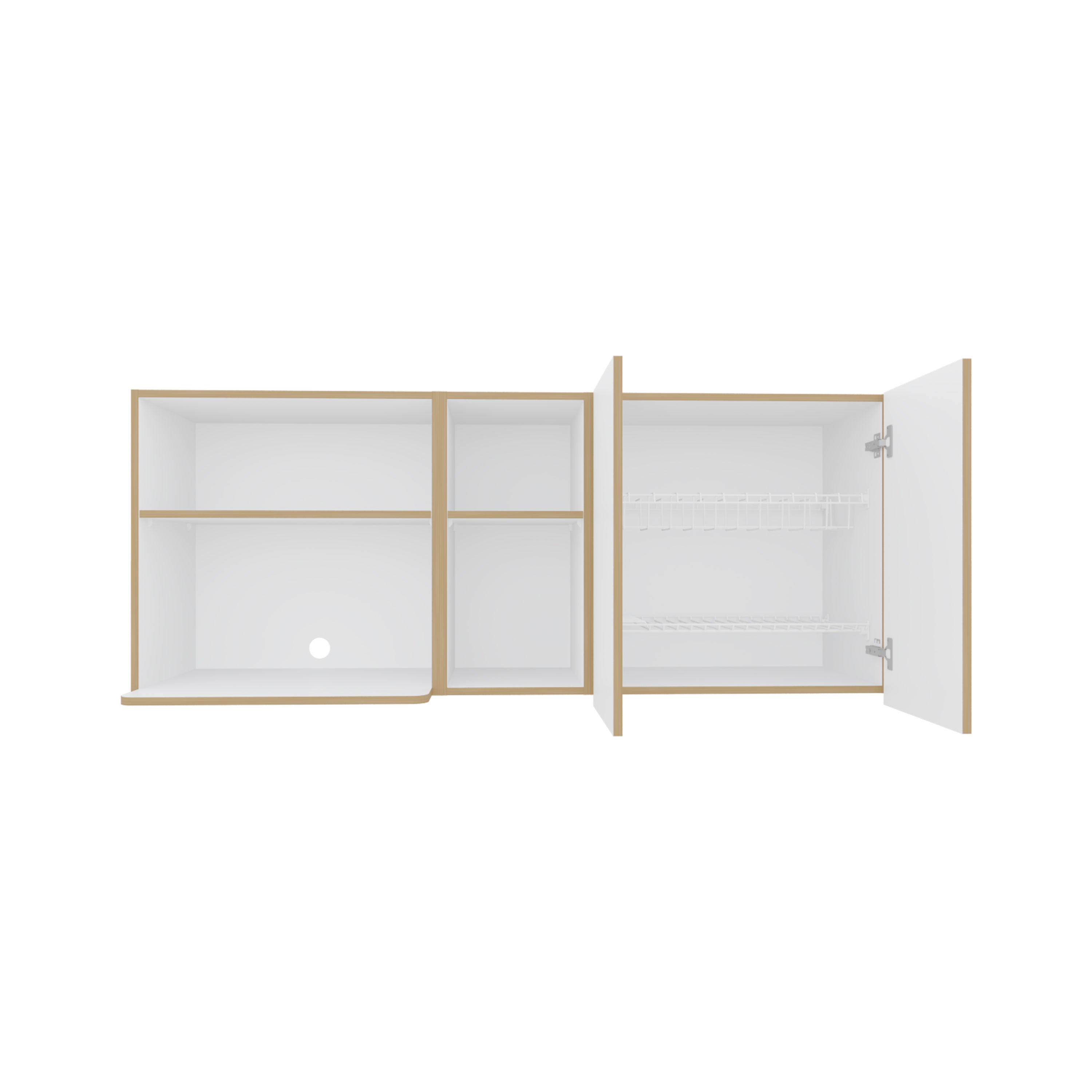 Sidman Wall Cabinet, 2 Doors, 4 Shelves, White / Natural Oak - Luciddepo