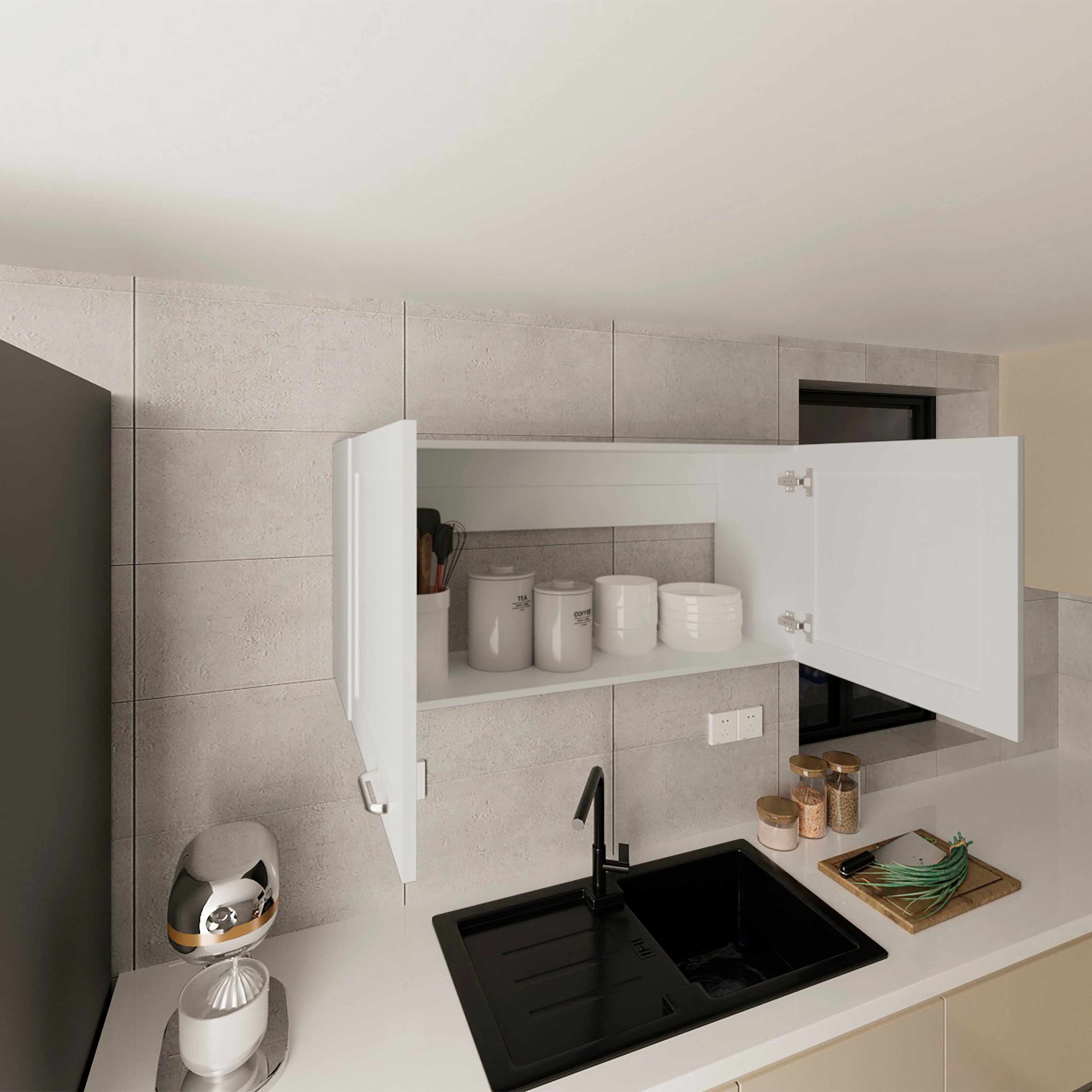 Burbank Wall Cabinet, 2 Doors, White - Luciddepo