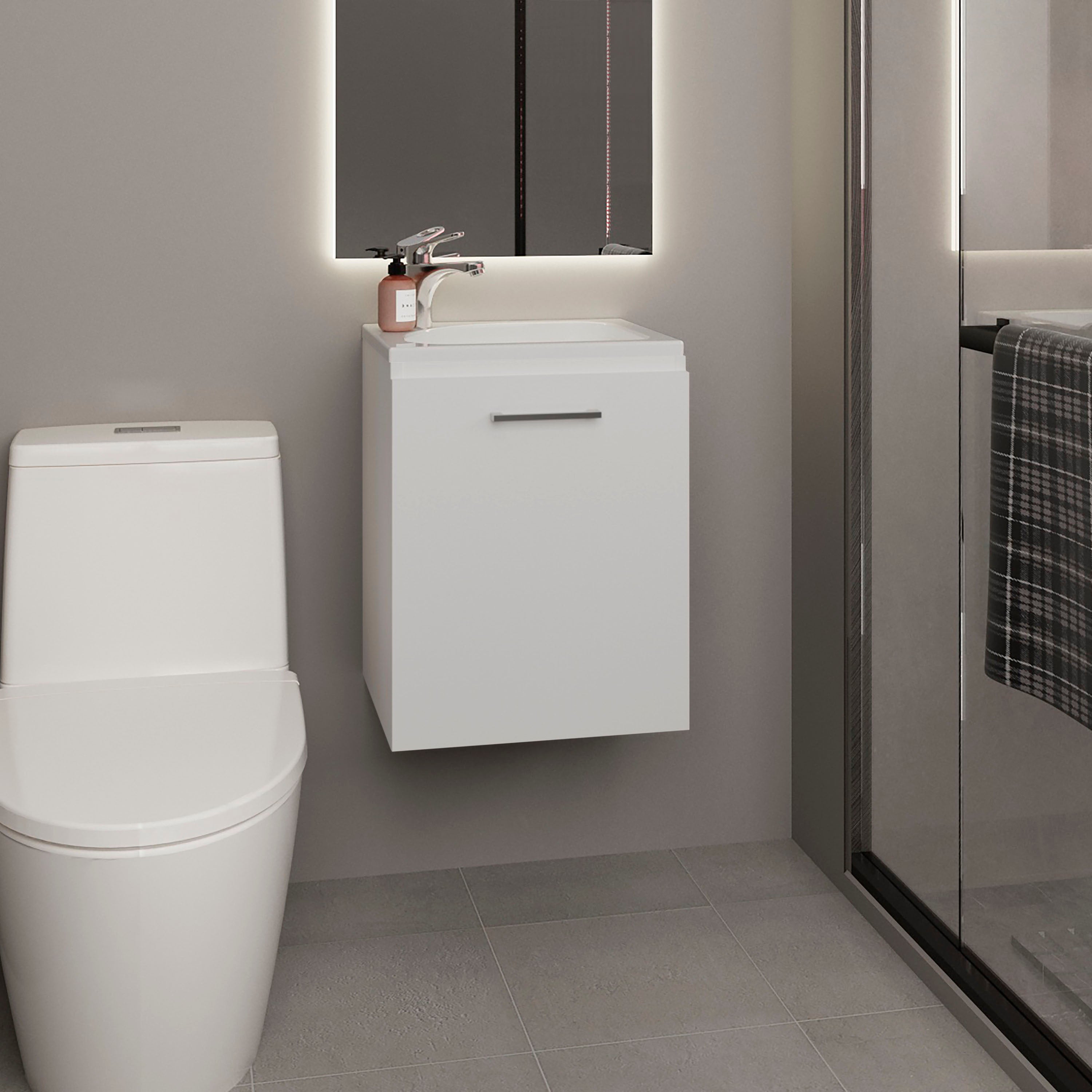 Bothell Bathroom Vanity, 1 Door, White - Luciddepo