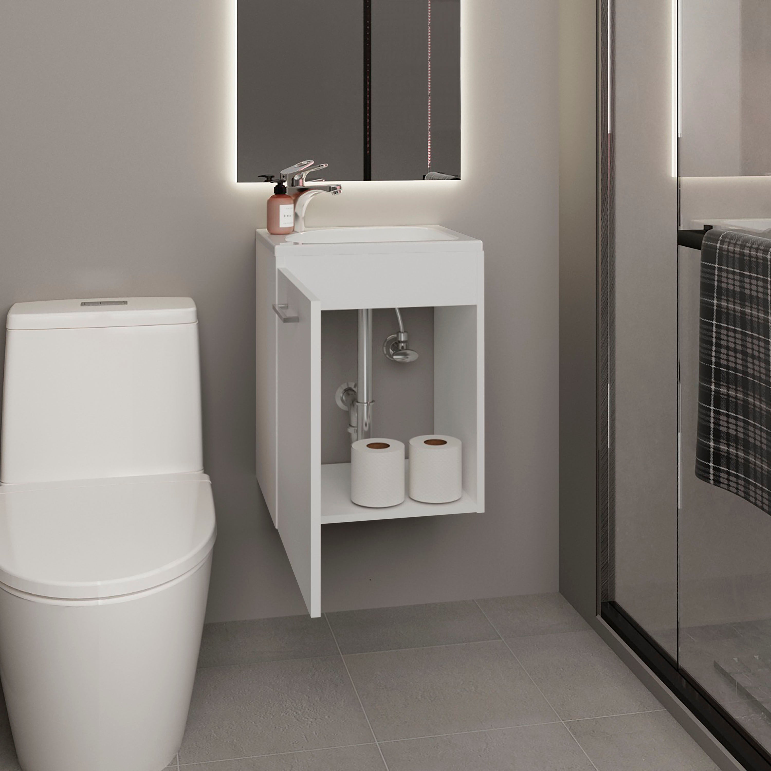 Bothell Bathroom Vanity, 1 Door, White - Luciddepo